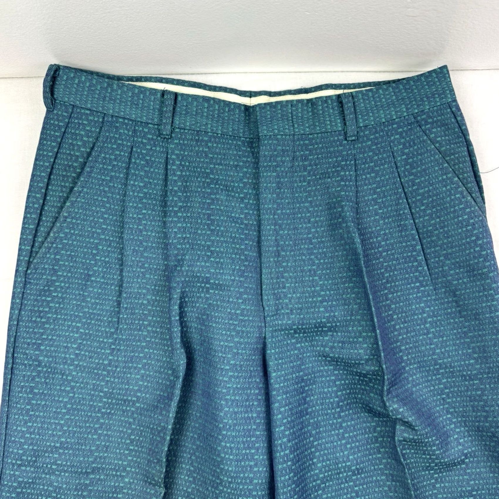 Vintage VINTAGE Public Notices Dress Pants Men 29x28 Green USA 70s 80s Hipster Hippie Preppy 29 Regular Inseam 28 Zip Men's Pants Dress Clothing Size US 29 - 3 Thumbnail
