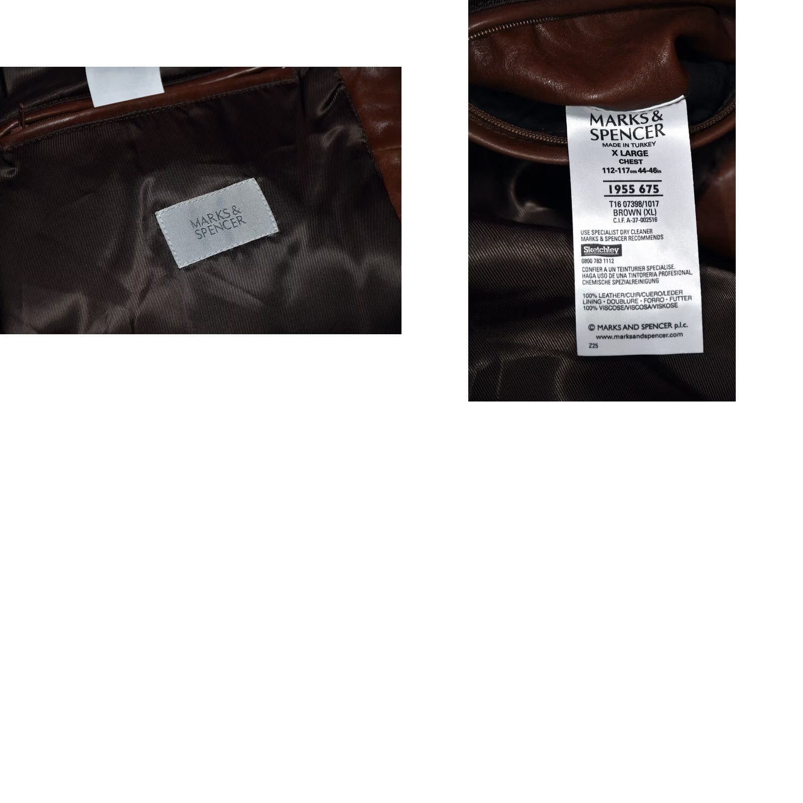 Marks & Spencer Marks & Spencer Leather Jacket Men XL Brown 100% Leather Zip Casual Chest 72cm Back Length 69cm 28.35 27.17 Size US XL / EU 56 / 4 - 9 Thumbnail