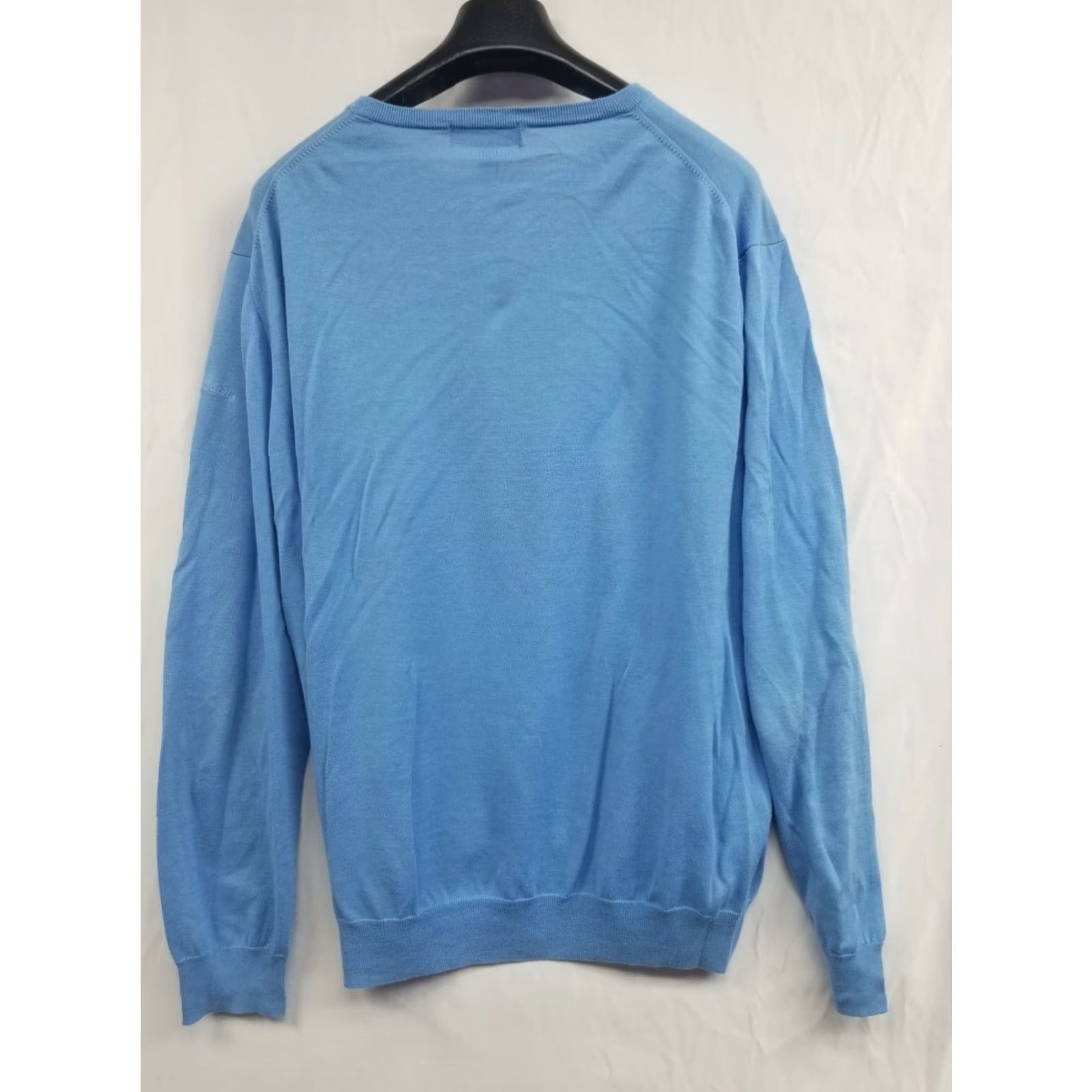 Faconnable Façonnable Sweater Mens XL Blue Long Sleeve Crew Neck Cotton Knit Pullover Casual Workwear Travel Size US XL / EU 56 / 4 - 2 Thumbnail