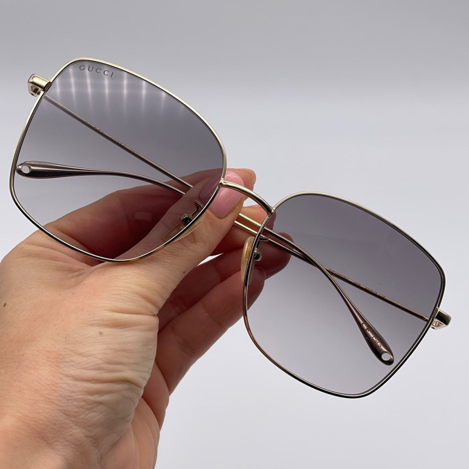 Gucci BRAND NEW GUCCI GG1030SK 003 Gold/Grey With Chain Women Size ONE SIZE - 8 Thumbnail
