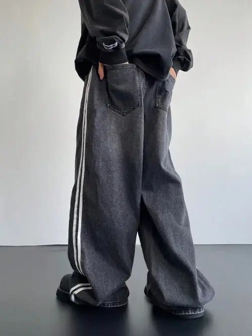 Jean Retro Y2k Denim Jeans Wide Leg Striped Size US 32 / EU 48 - 4 Thumbnail