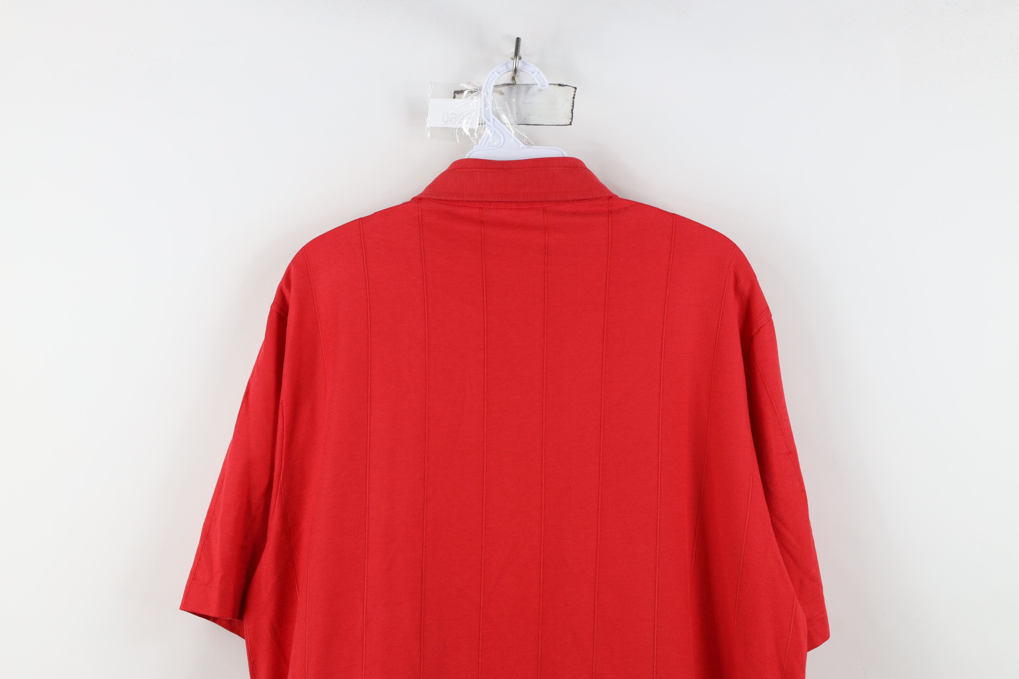 Vintage Vintage 90s Streetwear Striped Knit Golf Polo Shirt Red Size US XL / EU 56 / 4 - 13 Thumbnail