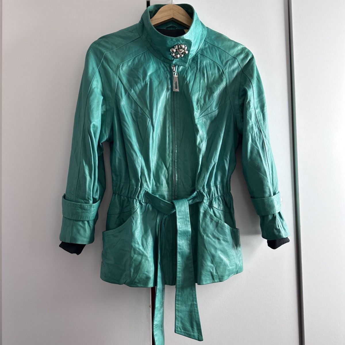 Other Vintage Giorgio Roti Green Leather Printed Silk Lining Size M / US 6-8 / IT 42-44 - 1 Thumbnail