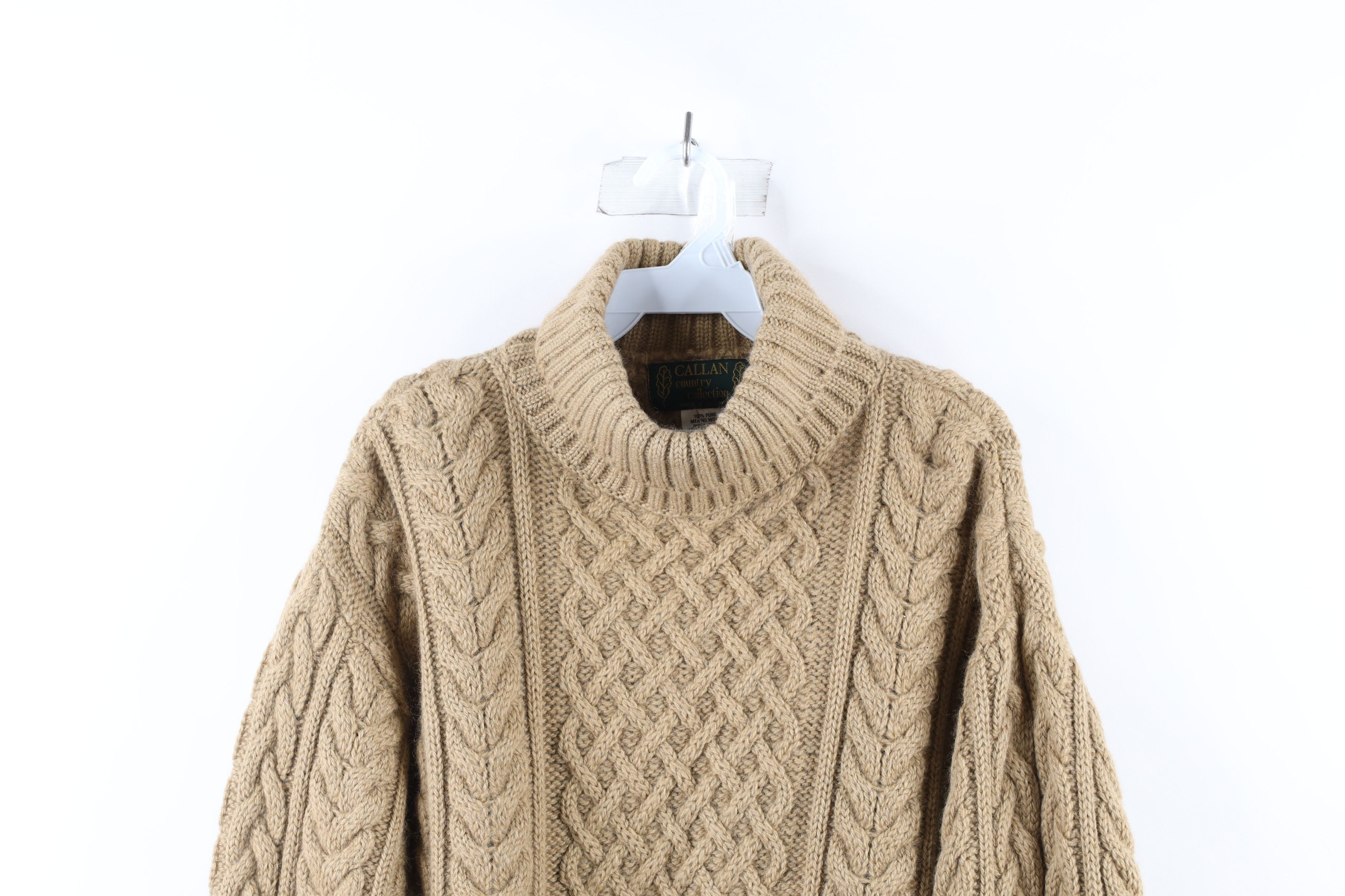 Vintage Vintage 90s Wool Cable Knit Fisherman Turtleneck Sweater Size M / US 6-8 / IT 42-44 - 2 Thumbnail