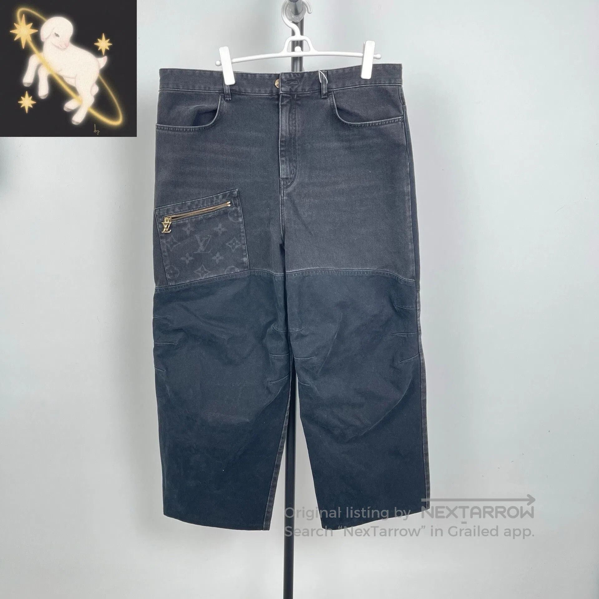 Louis Vuitton LV SS24 Black Monogram Distressed Jeans 36. Size US 36 / EU 52 - 1 Thumbnail
