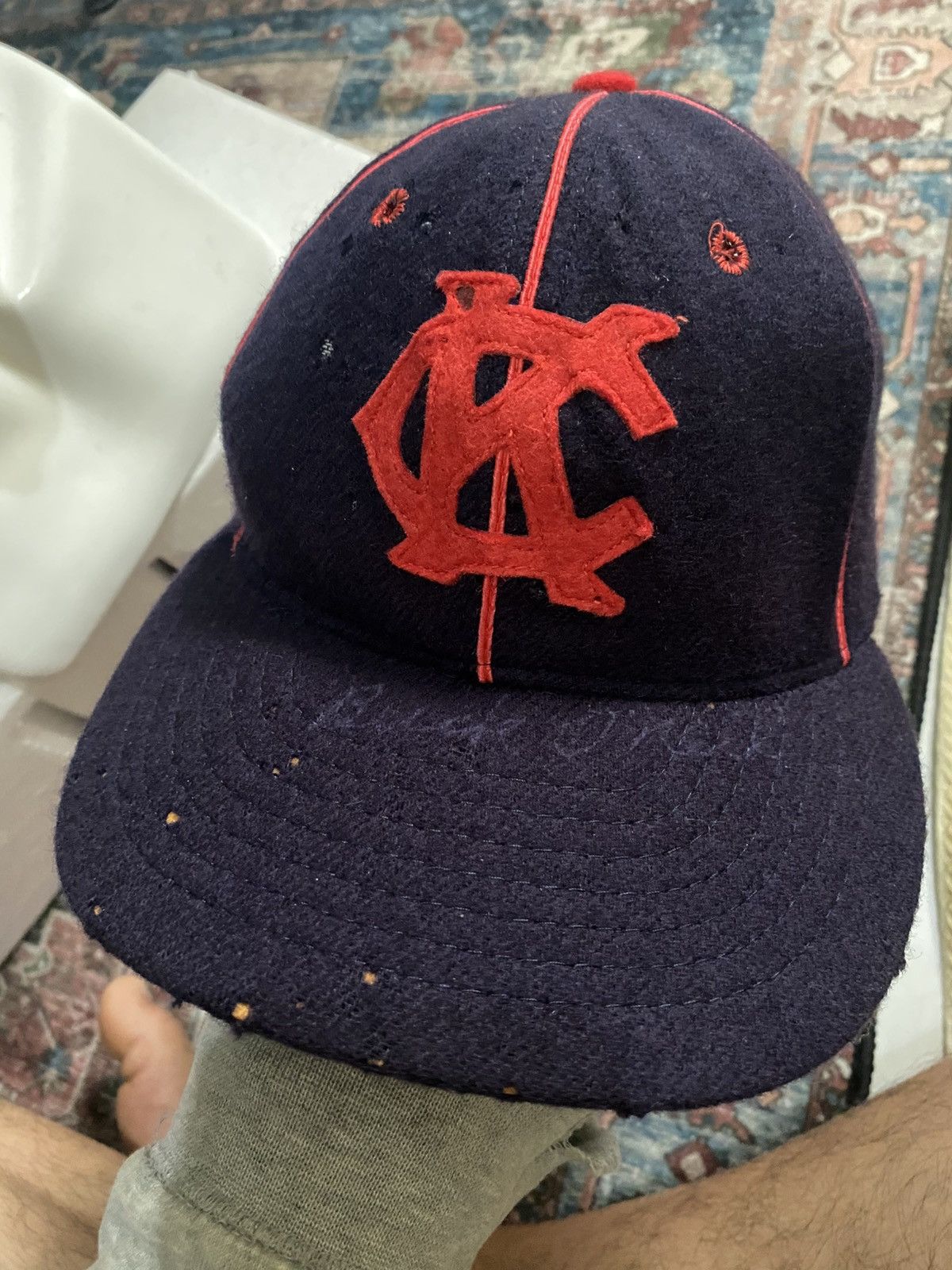 🔥RARE🔥 Vintage Ebbets Field KC Monarch Wool Hat Buck O'neill