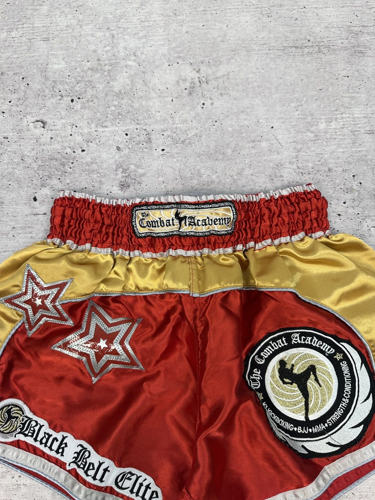 Other Combat Academy Muay Thai Boxing Shorts Satin Red/Gold Stars Size US 32 / EU 48 - 4 Thumbnail