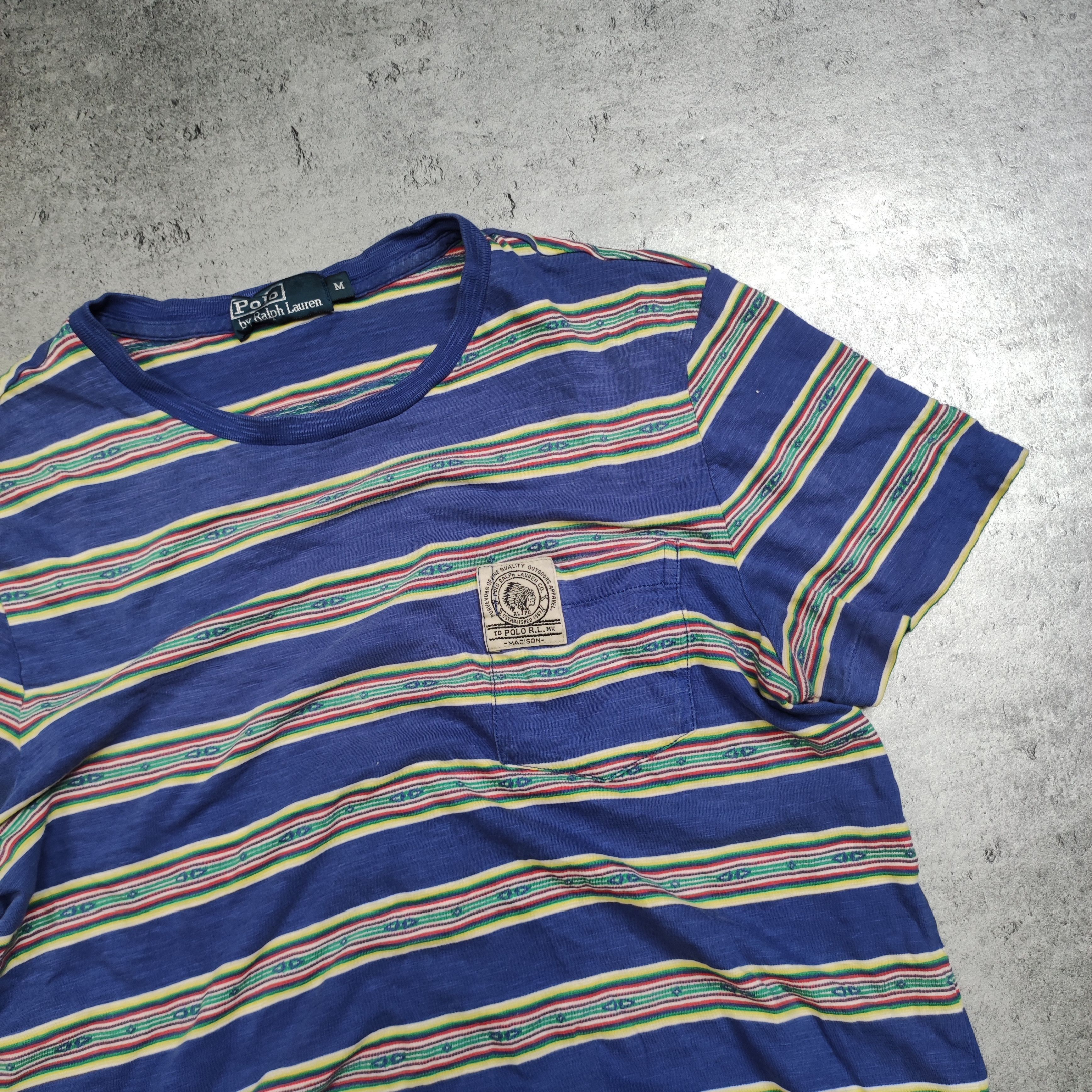 Polo Ralph Lauren × Ralph Lauren × Vintage Vintage RARE 90s Striped Madison Pocket Ralph Lauren Tshirt Size US M / EU 48-50 / 2 - 3 Thumbnail