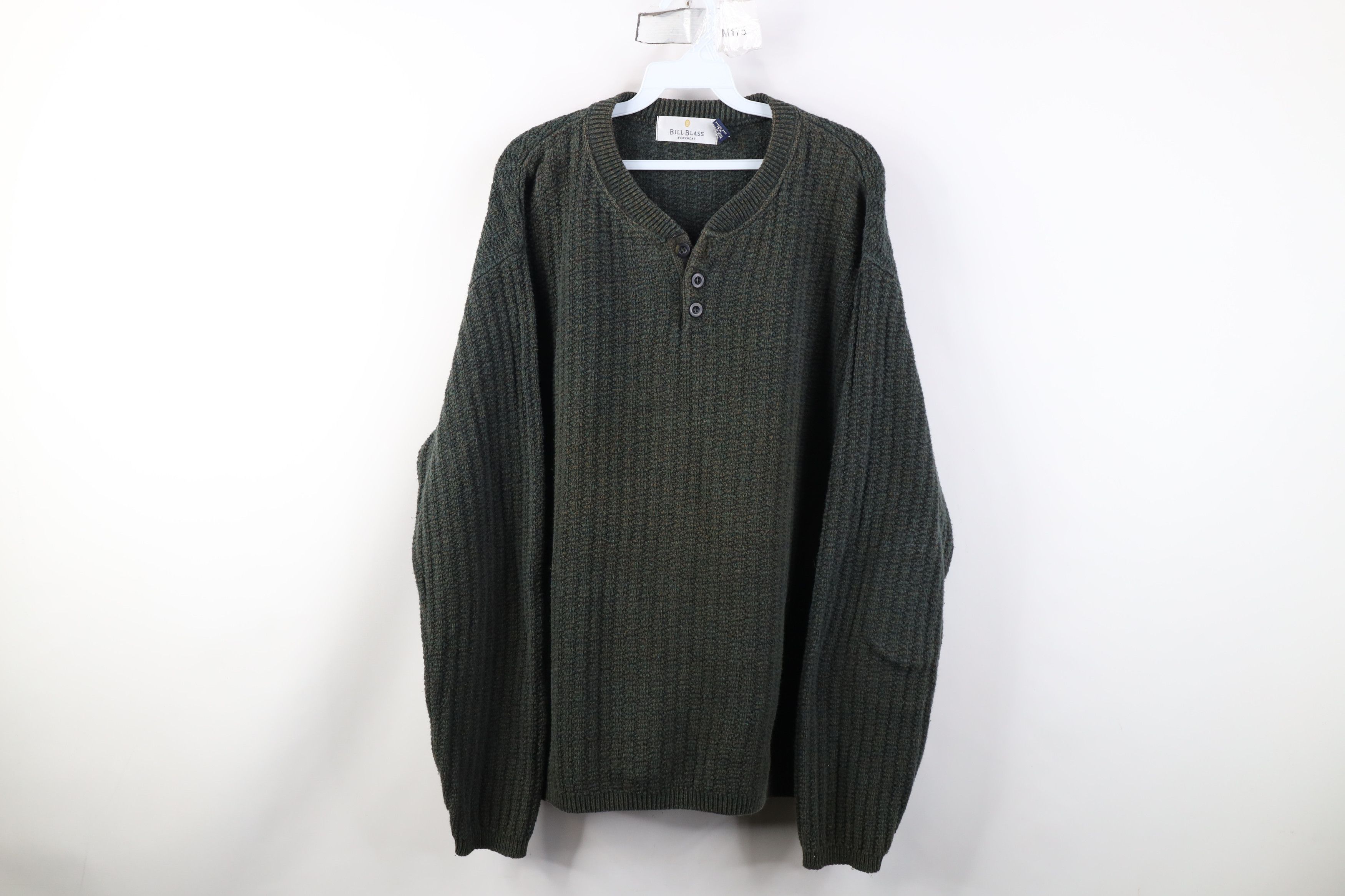 Vintage 90s Streetwear Henley Sweater Earth Tone Fleck USA