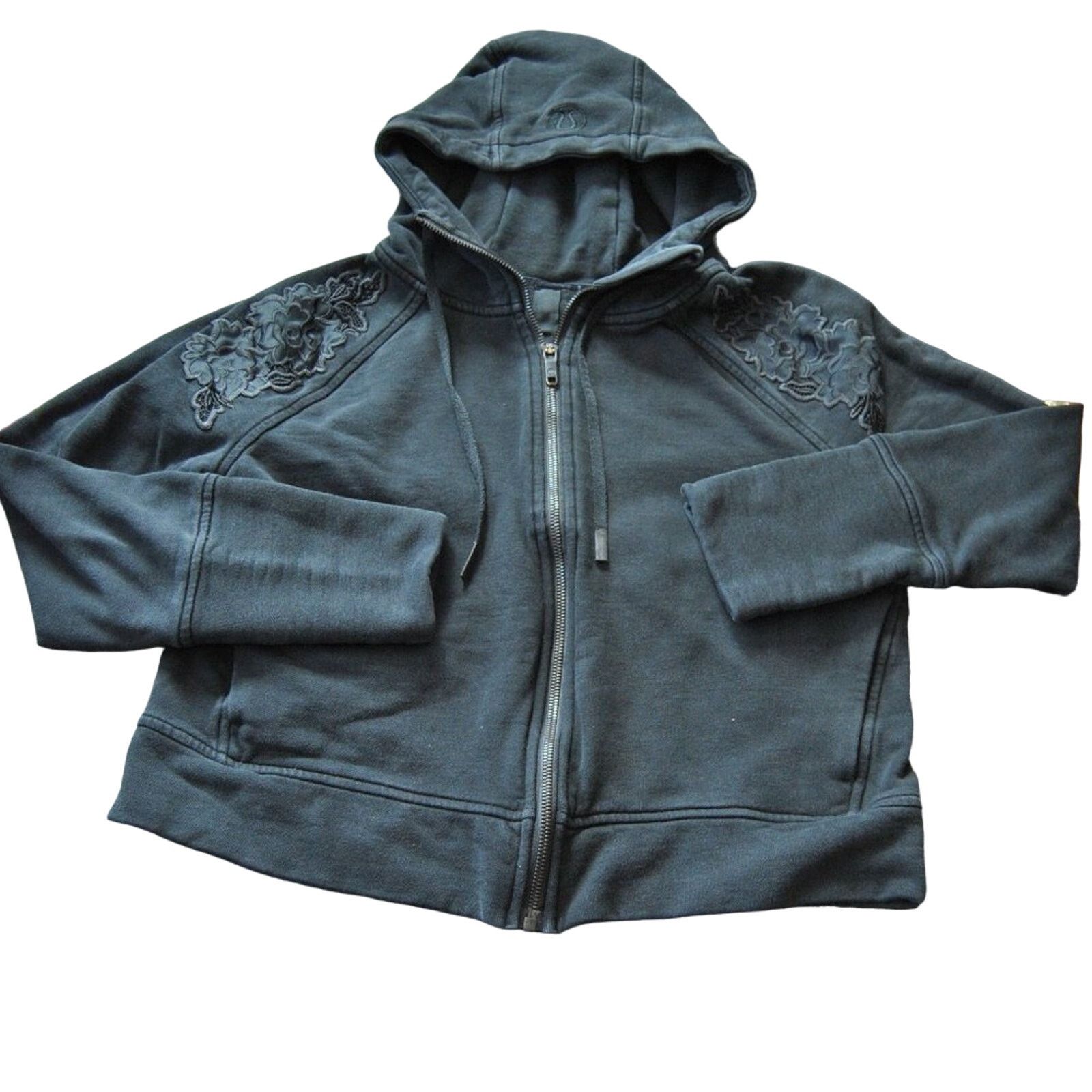 Lululemon Lululemon Embroidered Floral Full Zip Up Crop Top Hoodie Size L / US 10 / IT 46 - 1 Thumbnail