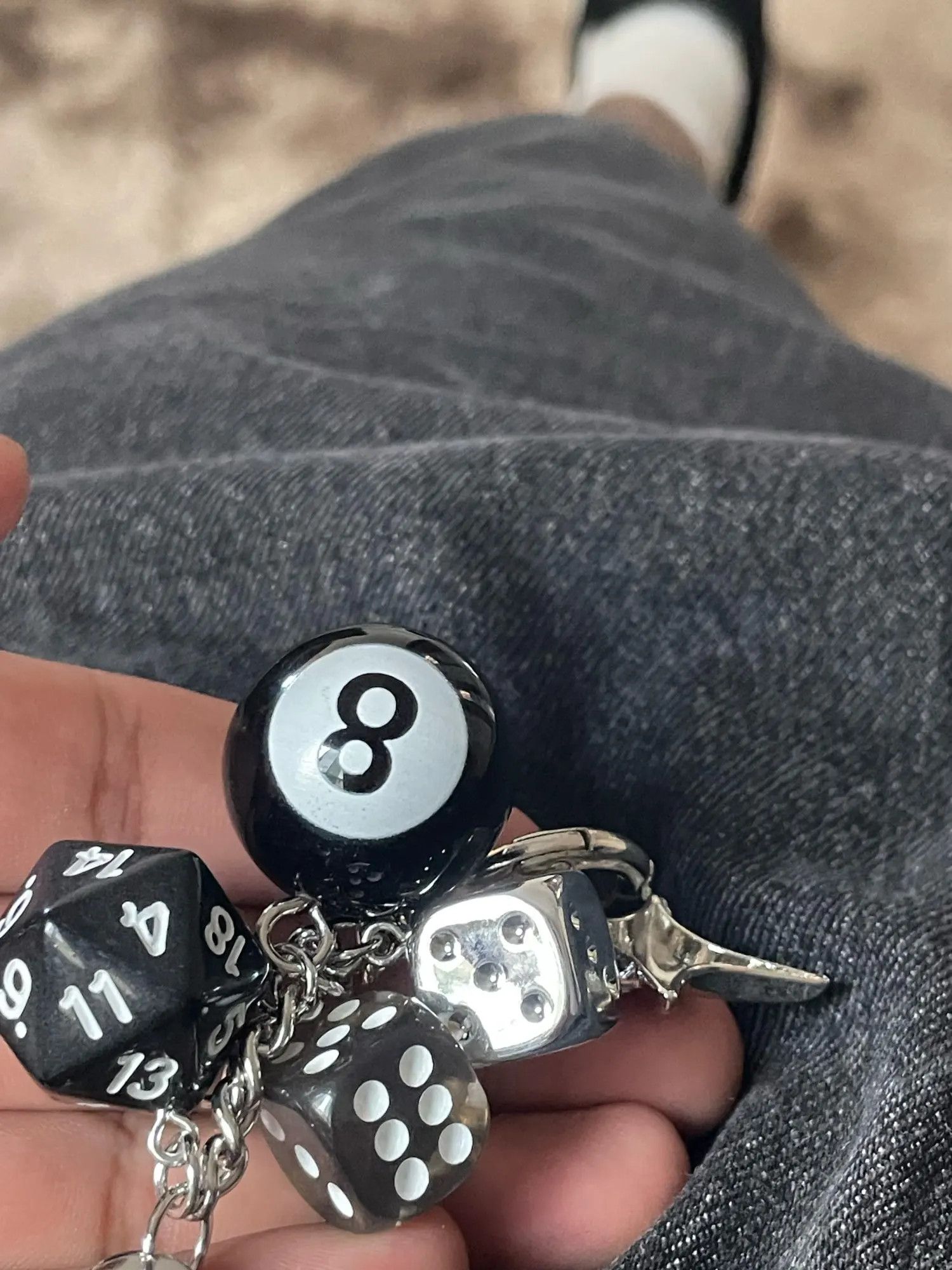 Other Star Dice Black Eight Ball Pendant Ornaments Keychain Size ONE SIZE - 4 Thumbnail