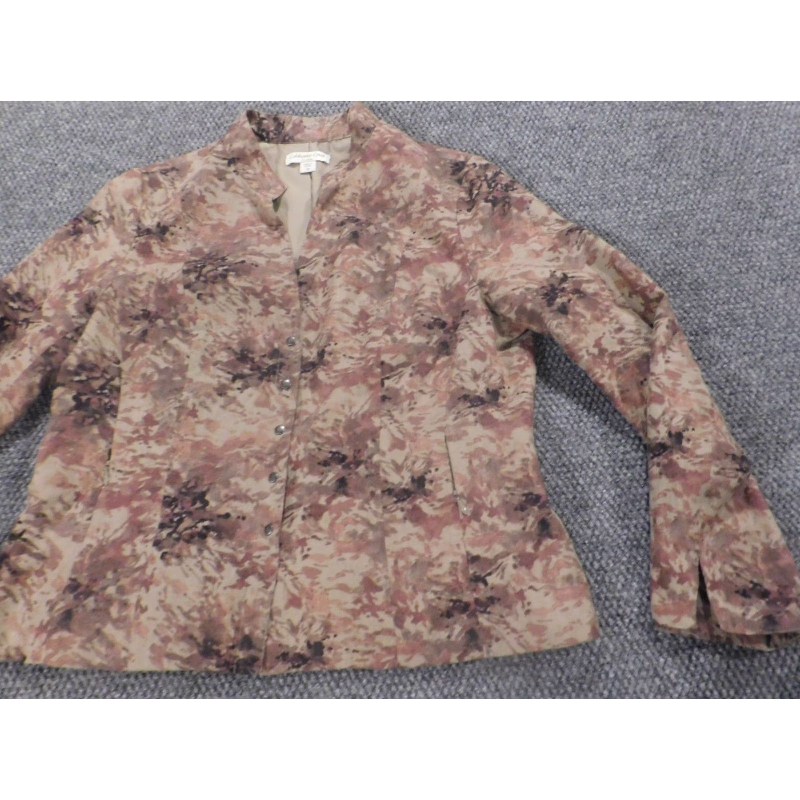 Coldwater Creek Coldwater Creek Jacket Womens 14 Pink Floral Snap Lined Cotton Denim Winter Basic Jacket Size XL / US 12-14 / IT 48-50 - 3 Thumbnail