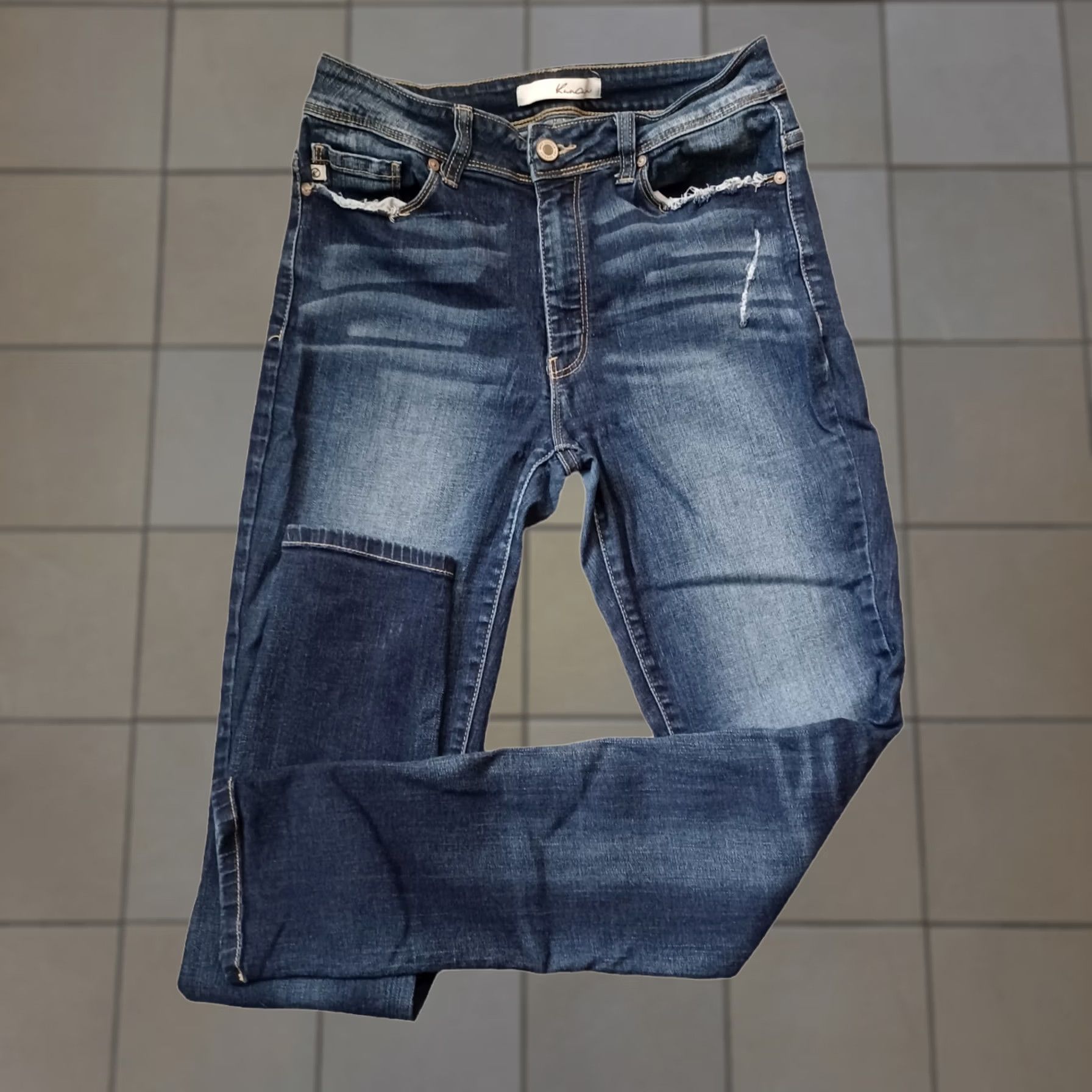 Vintage Kancan Jeans Womens 28 Blue Denim Mid Rise Skinny Distressed Stretch Cut 1210 Jeans Size 28" / US 6 / IT 42 - 1 Thumbnail