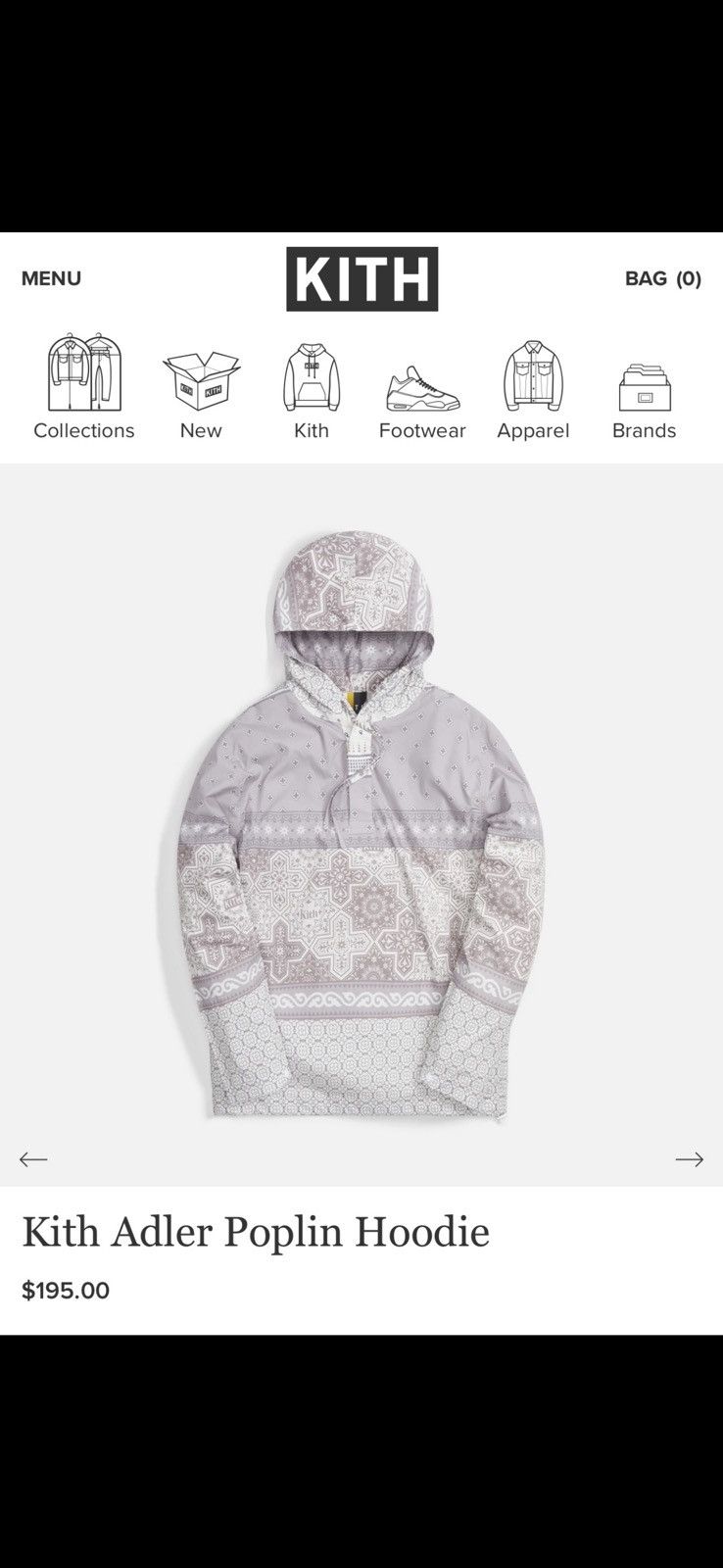 image of Kith Adler Poplin Hoodie Dusty Mauve , Men's (Size 2XL)