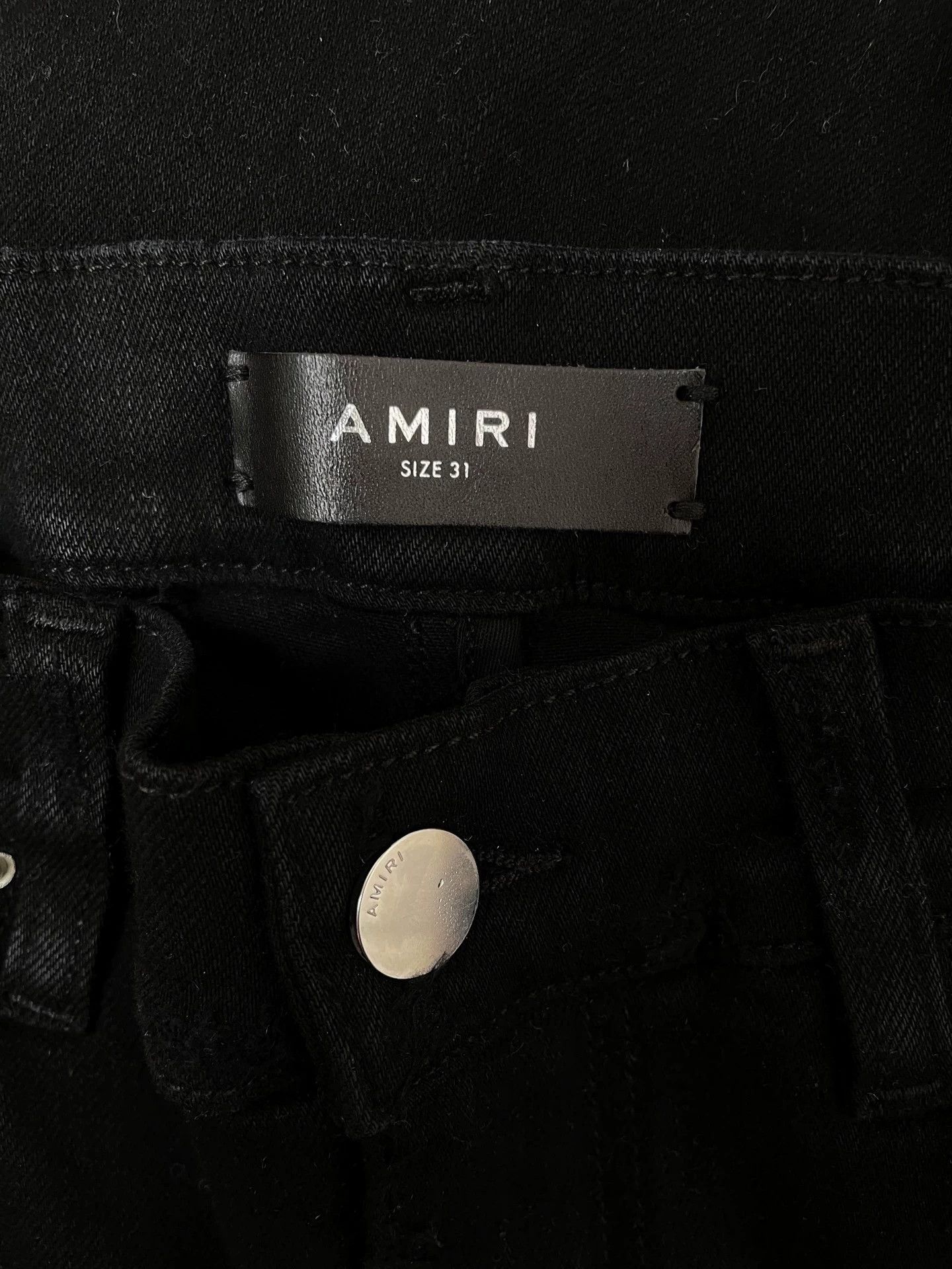 Amiri Amiri Black Ripped Leather Panel Straight Leg Pants 31 Size US 31 - 3 Thumbnail