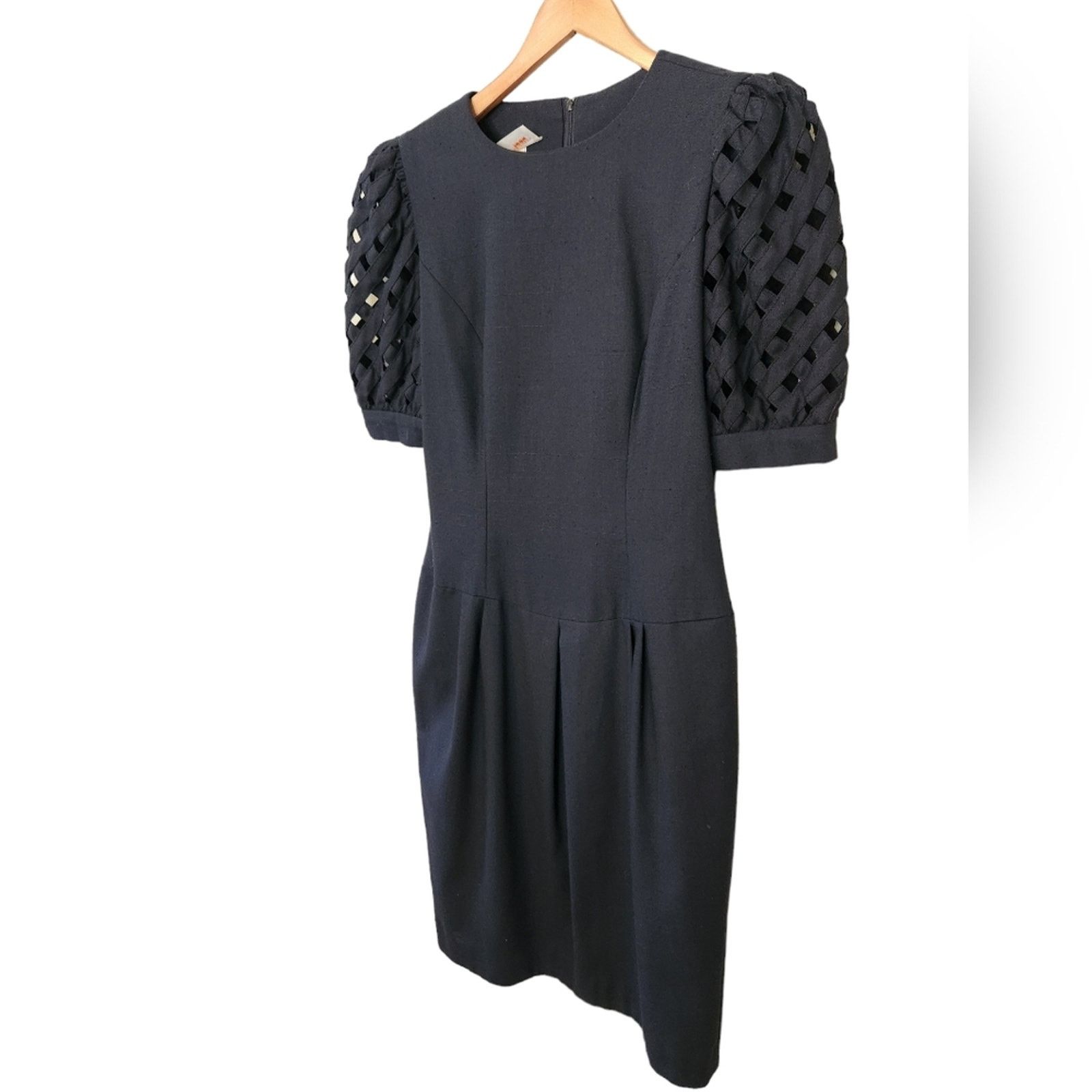 Vintage Vintage Drop Waist 80's Poof Sleeve Dress 10 by David Warren Size L / US 10 / IT 46 - 6 Thumbnail