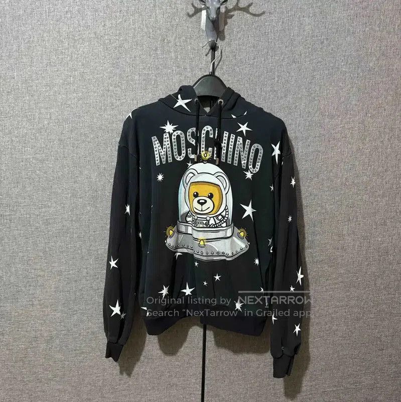 Moschino Moschino Black Cotton Logo Star Hoodie . Size S / US 4 / IT 40 - 1 Thumbnail