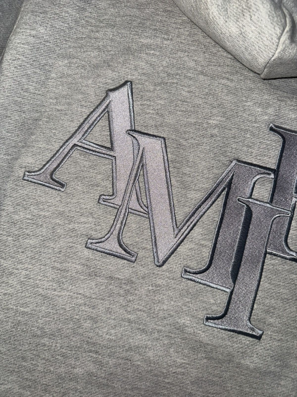 Amiri AMIRI STAGGERED LOGO GREY HOODIE Size US S / EU 44-46 / 1 - 12 Thumbnail