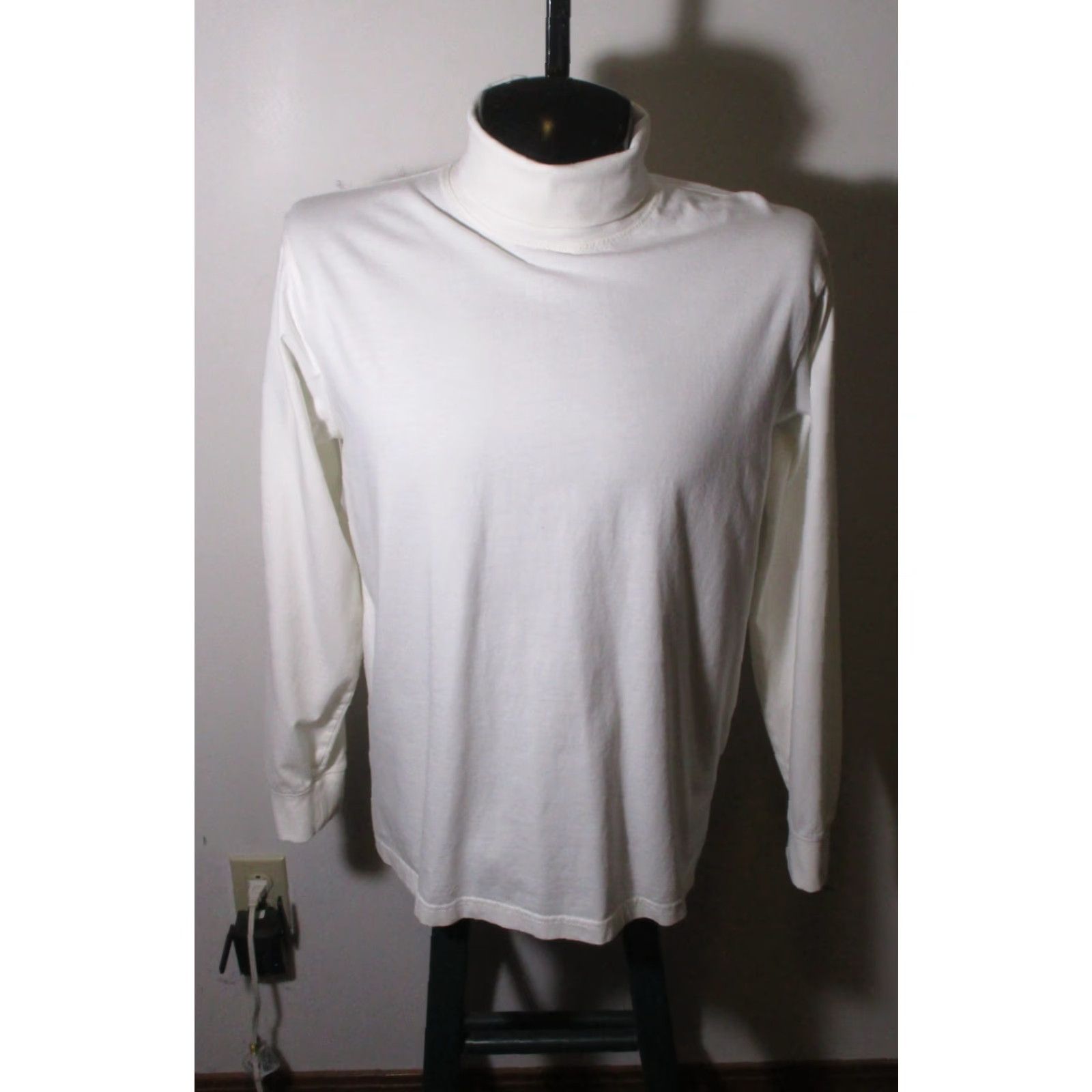 Vintage L.L. Bean White Long Sleeve Turtleneck Shirt Mens M Reg. Cotton Knit Size US M / EU 48-50 / 2 - 2 Thumbnail