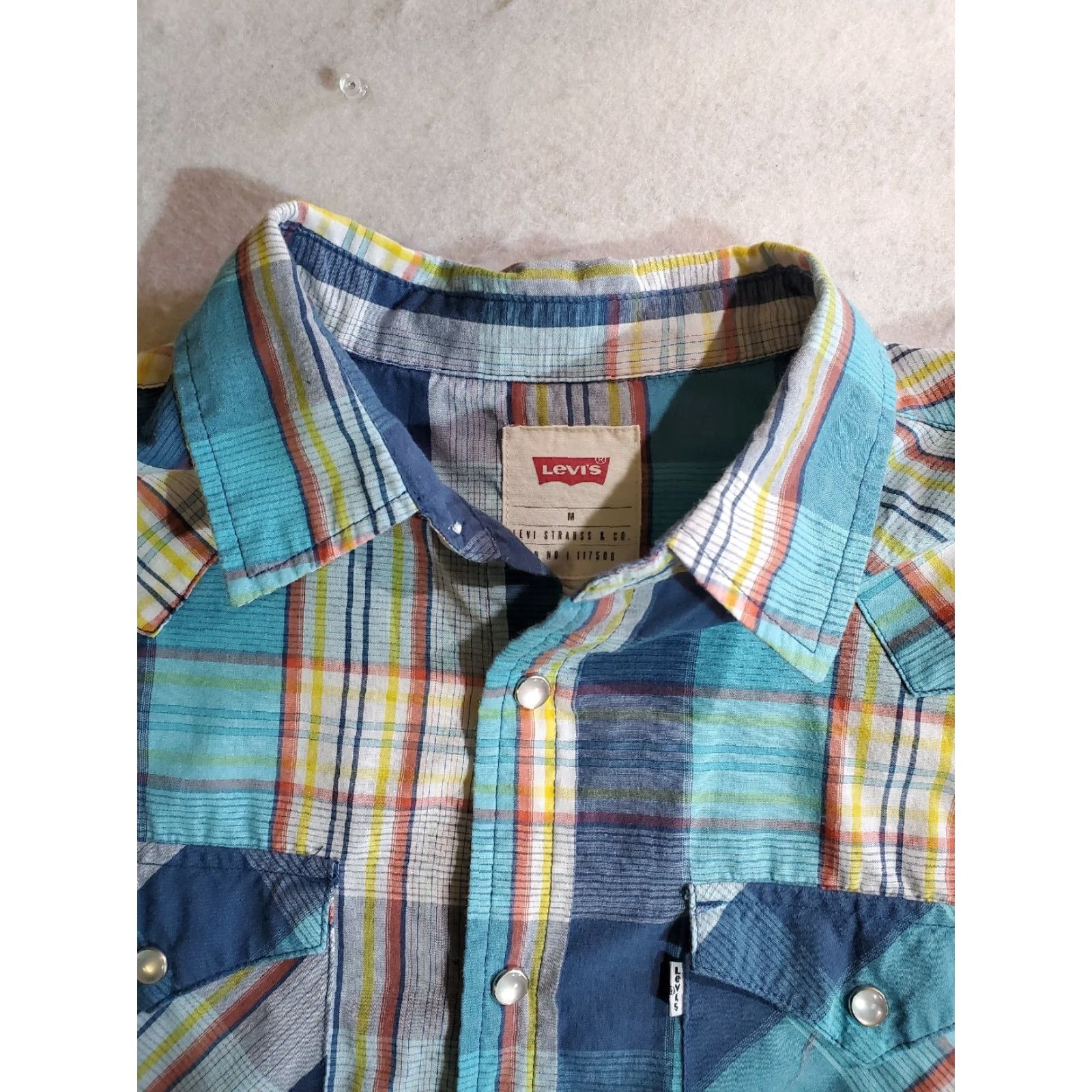 Levi's Levi's Signature Blue Curacao Plaid Western Pearl Snap Shirt Men Size M Size US M / EU 48-50 / 2 - 3 Thumbnail