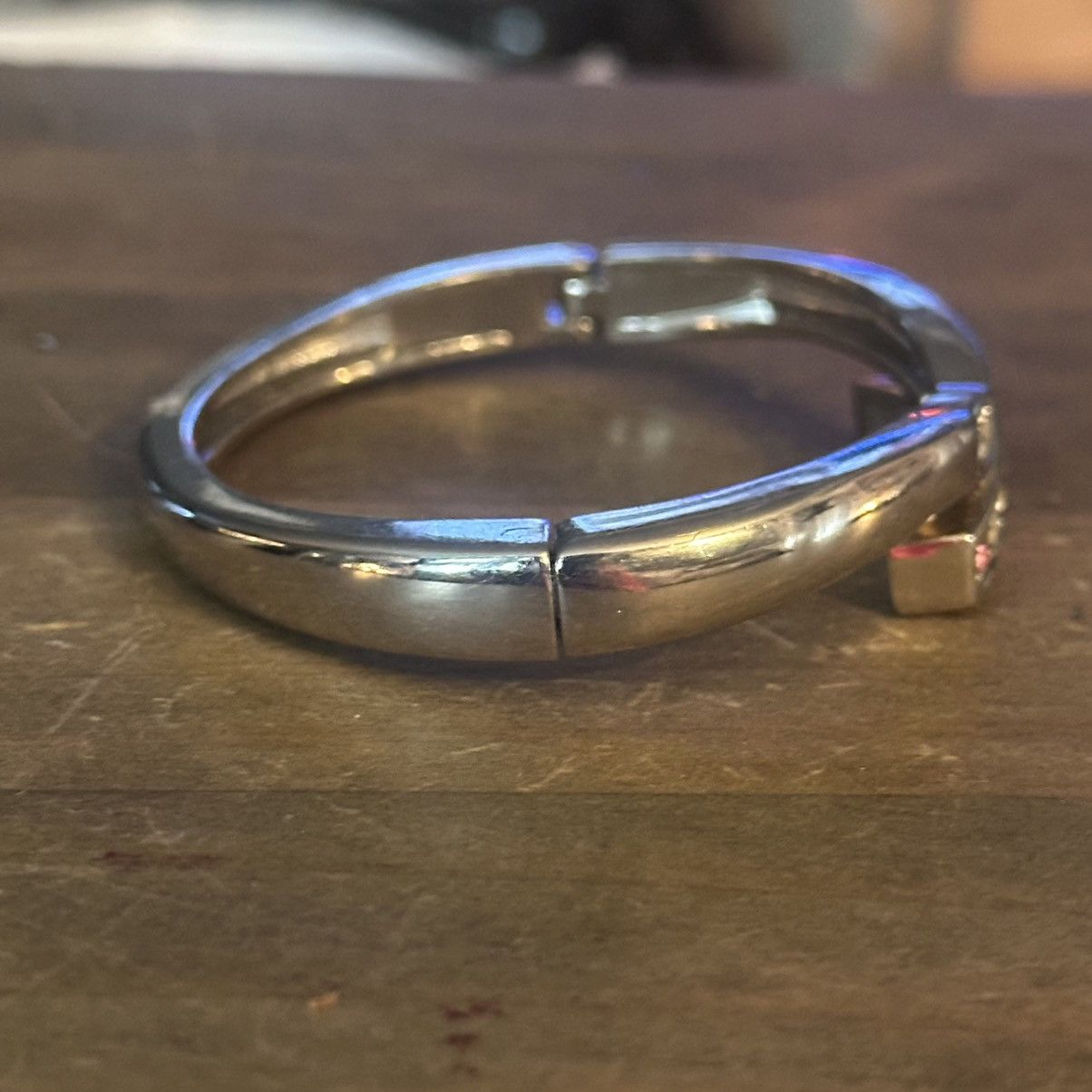 Other Silver tone rhinestone crossover hinged bangle bracelet Size ONE SIZE - 6 Thumbnail