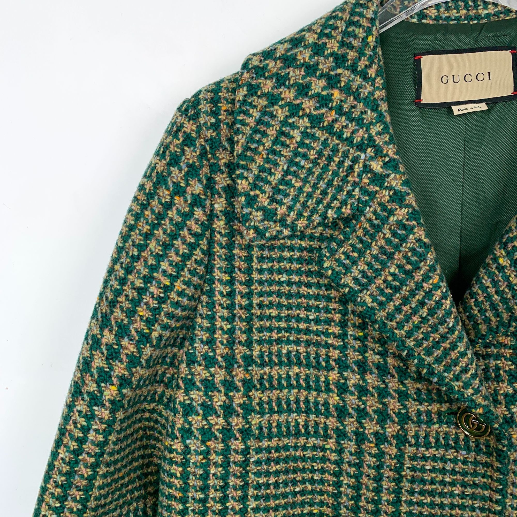 Gucci Gucci Green Houndstooth Wool Double-Breasted Blazer (Size 40 Size M / US 6-8 / IT 42-44 - 5 Thumbnail