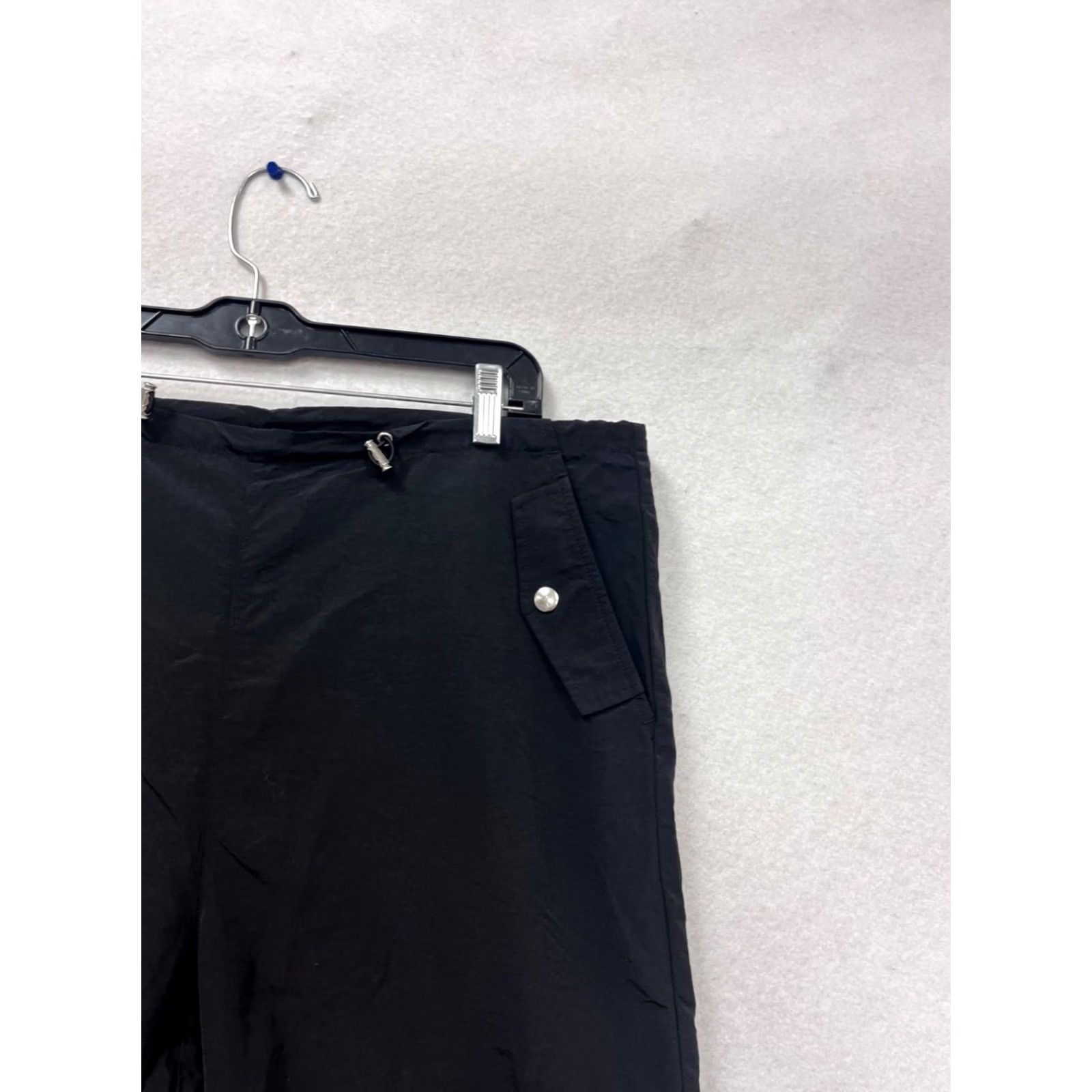 Vintage Halara Black Drawstring Ankle Pants S Womens Regular Nylon Trousers Joggers Pockets 776A Size 28" / US 6 / IT 42 - 7 Thumbnail