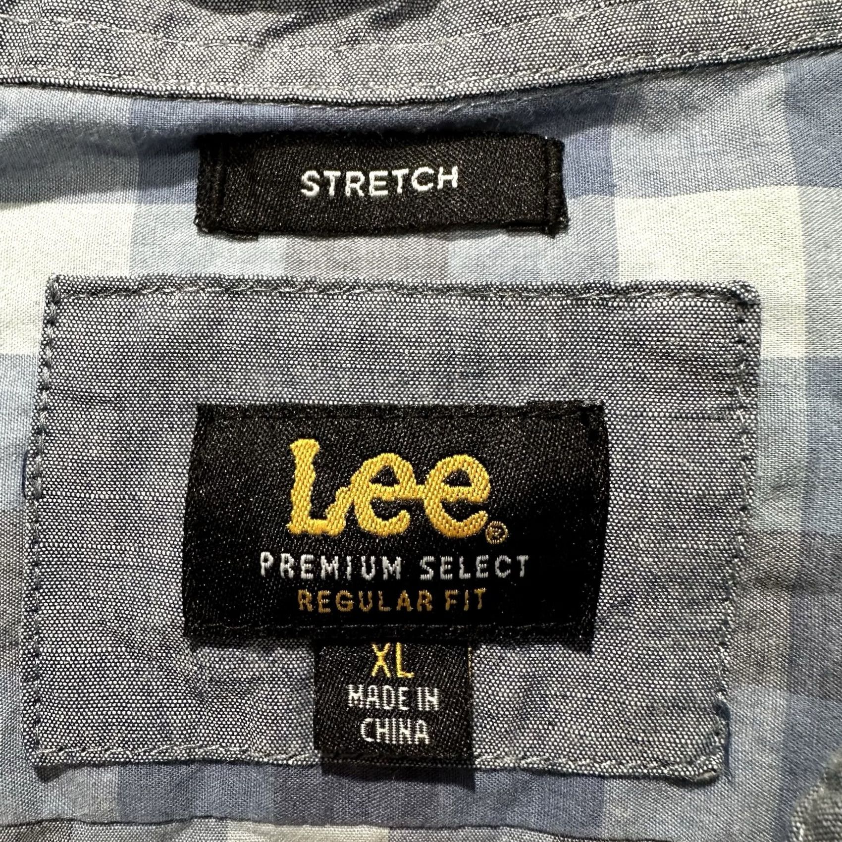 Lee Lee Shirt Mens XL Blue Check Short Sleeve Button Down Stretch Regular Fit EUC Size US XL / EU 56 / 4 - 4 Thumbnail