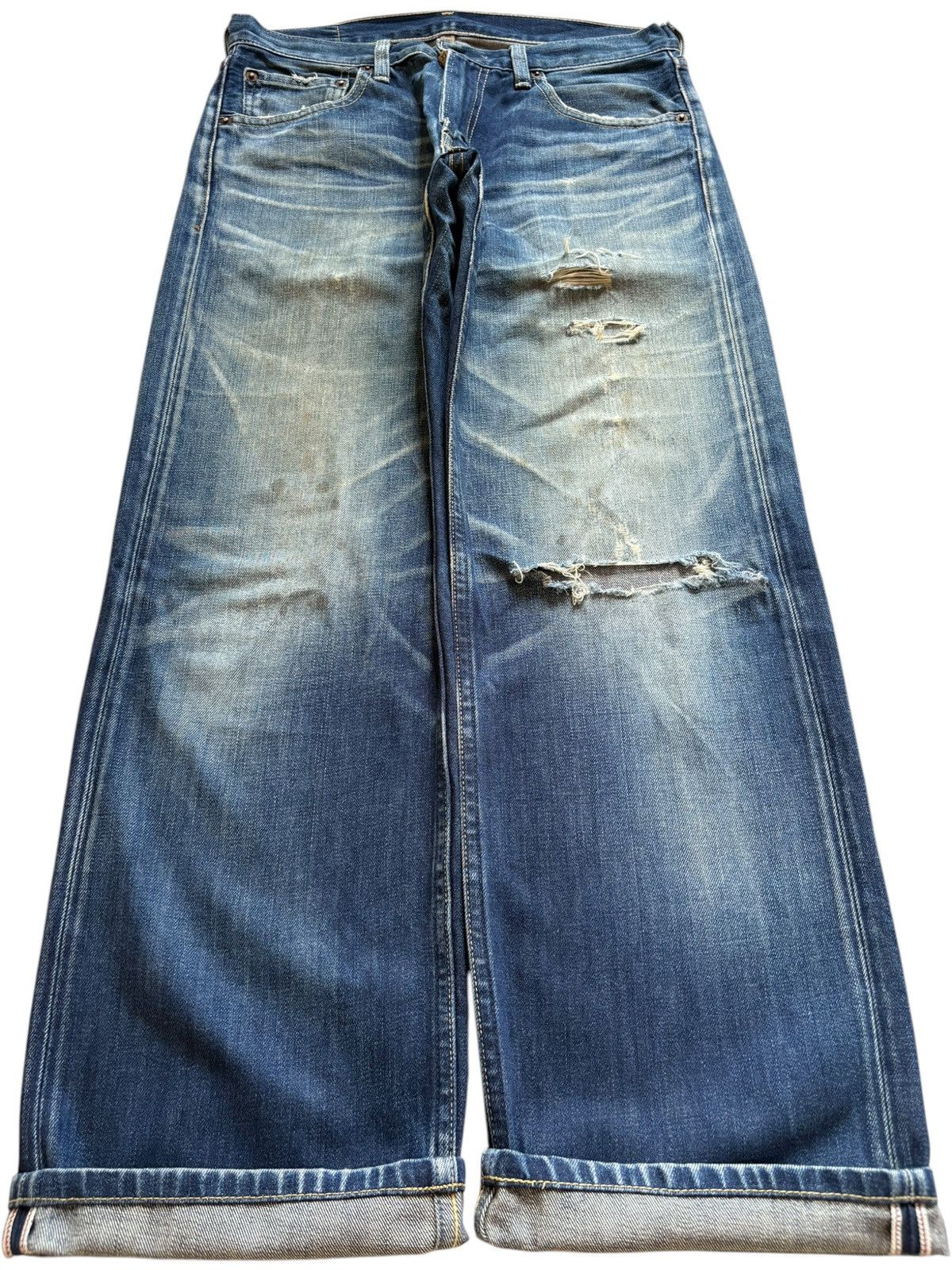 Levi's Vintage 90s Levis 503 Selvedge Mud Wash Distress Baggy Jeans Size US 32 / EU 48 - 1 Thumbnail