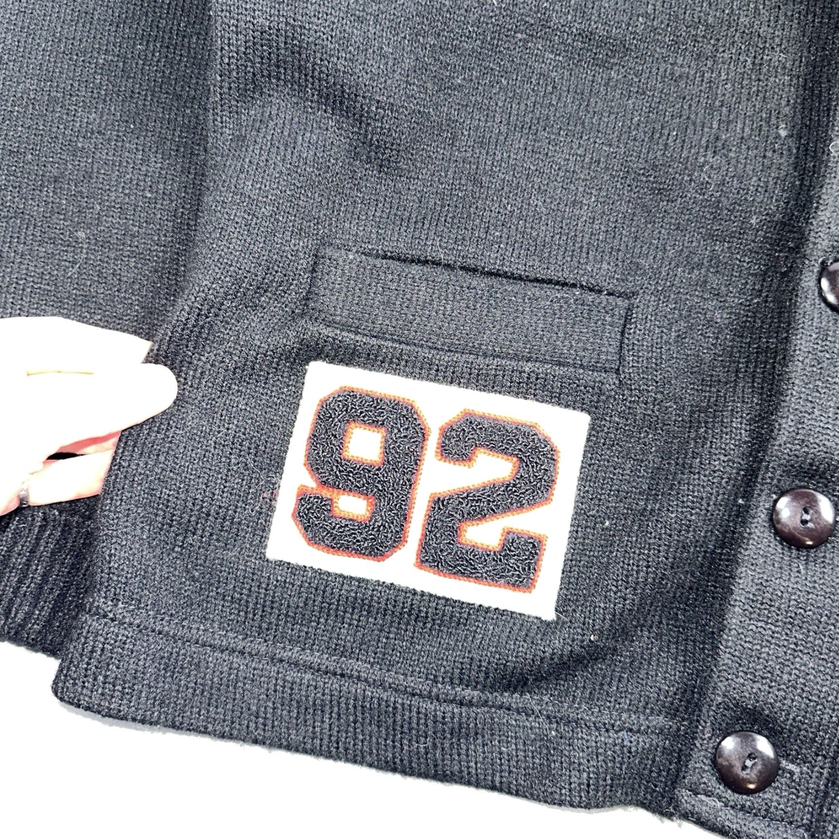 Vintage Vintage Dehen Varsity Letterman Cardigan Sweater Size 44 Black 1990s NS Size US XXL / EU 58 / 5 - 3 Thumbnail