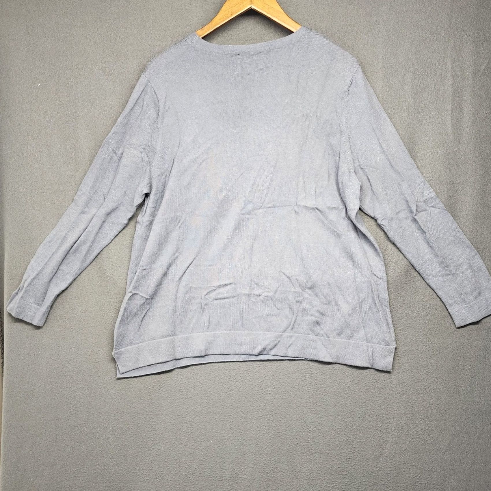 J. Jill J Jill Top Women Large Petite Blue Cornflower Long Sleeve Stretch Viscose Cotton Size L / US 10 / IT 46 - 2 Thumbnail