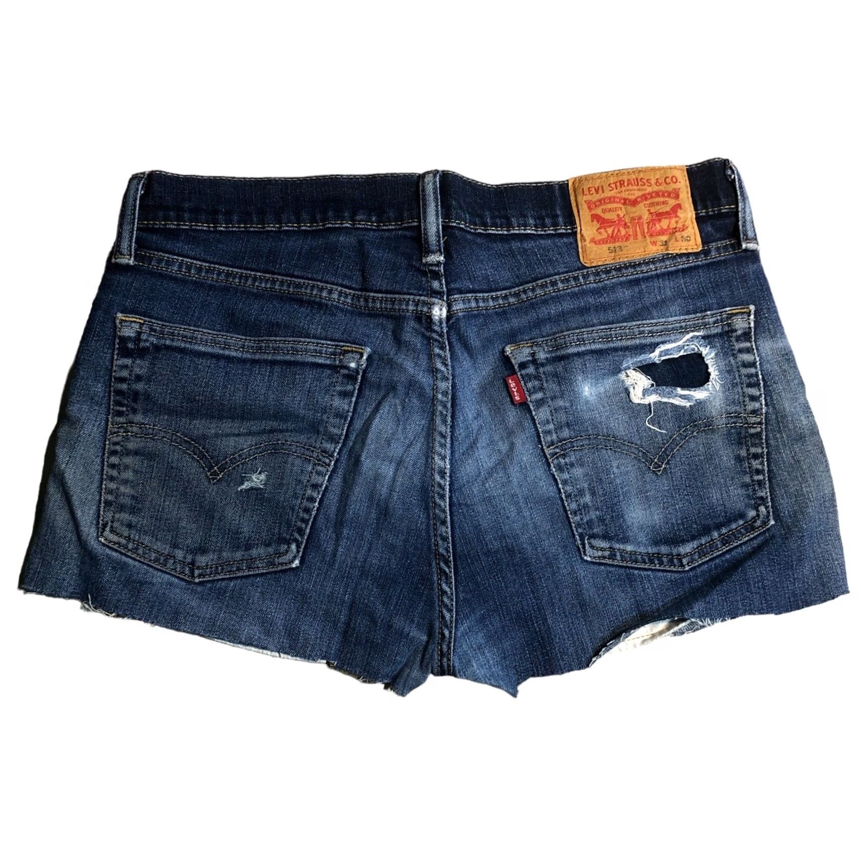Levi's Levi's 513 Cutoff Shorts Womens 31 Raw Hem Cut Off Denim Jean Blue Distressed Size 24" / US 00 / IT 34 - 2 Thumbnail