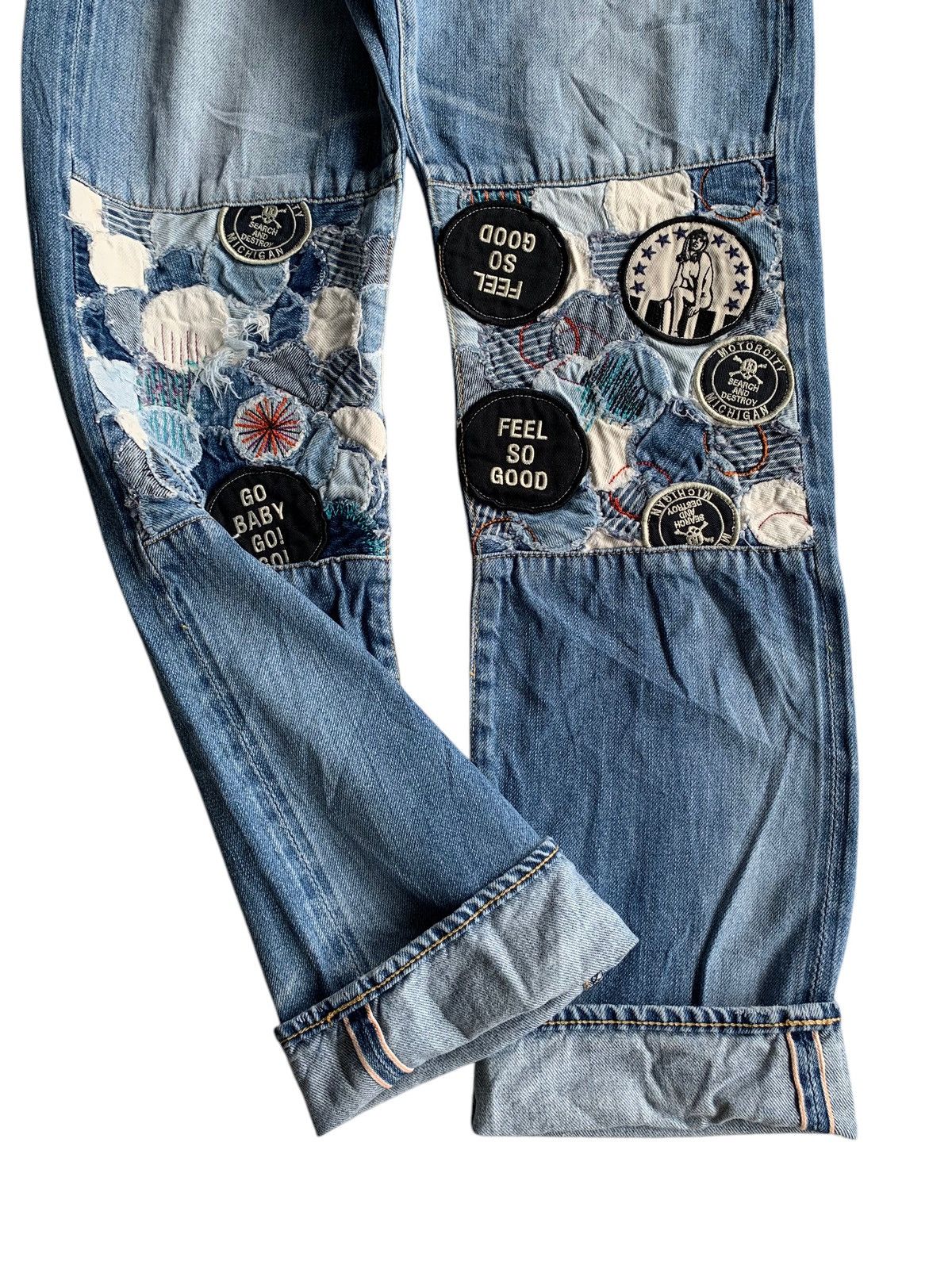 Hysteric Glamour × Japanese Brand HYSTERIC GLAMOUR REWORK LOW RISE SELVEDGE DISTRESSED DENIM🎌 Size US 27 - 8 Thumbnail