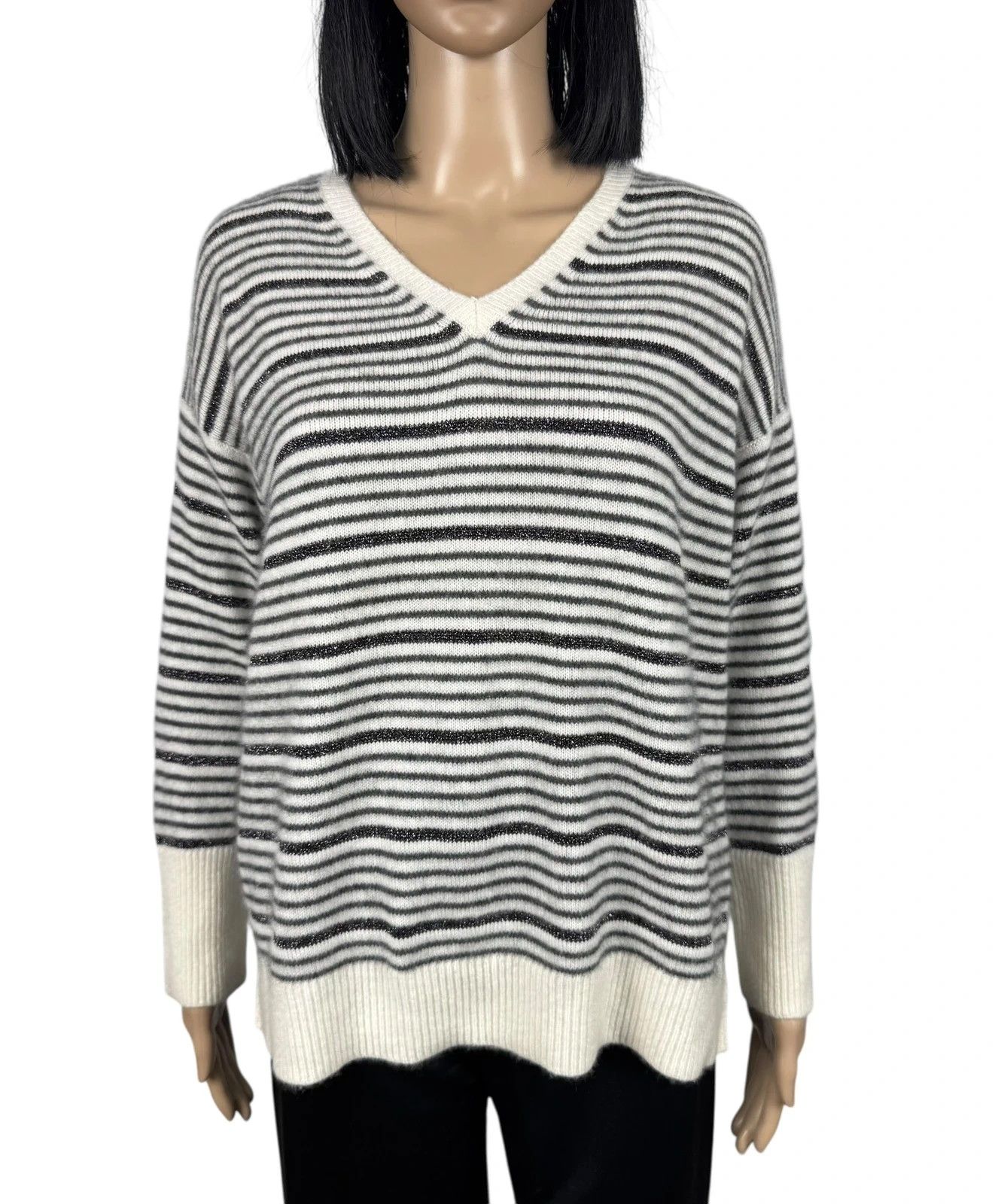 Other Bruno Manetti Striped Jumper V-Neck Wool Cashmere size 44 Size M / US 6-8 / IT 42-44 - 2 Thumbnail