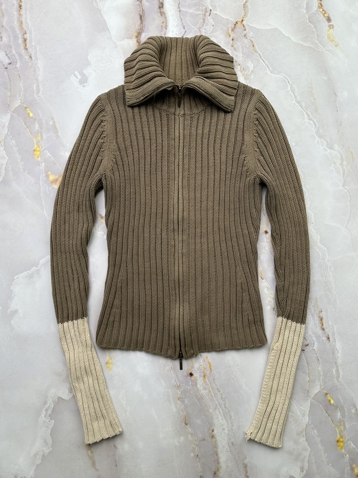 Japanese Brand Vintage Ribbed Zip Sweater Size S / US 4 / IT 40 - 1 Thumbnail