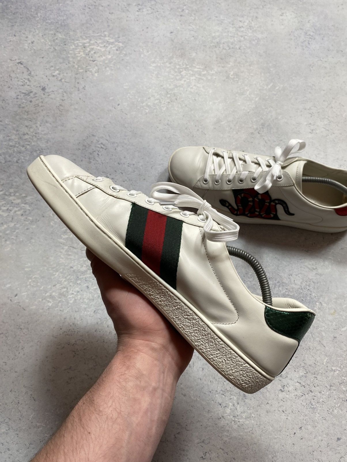 Gucci Gucci Ace Snake White Leather Shoes Trainers UK11 US11.5 Size US 11.5 / EU 44-45 - 8 Thumbnail