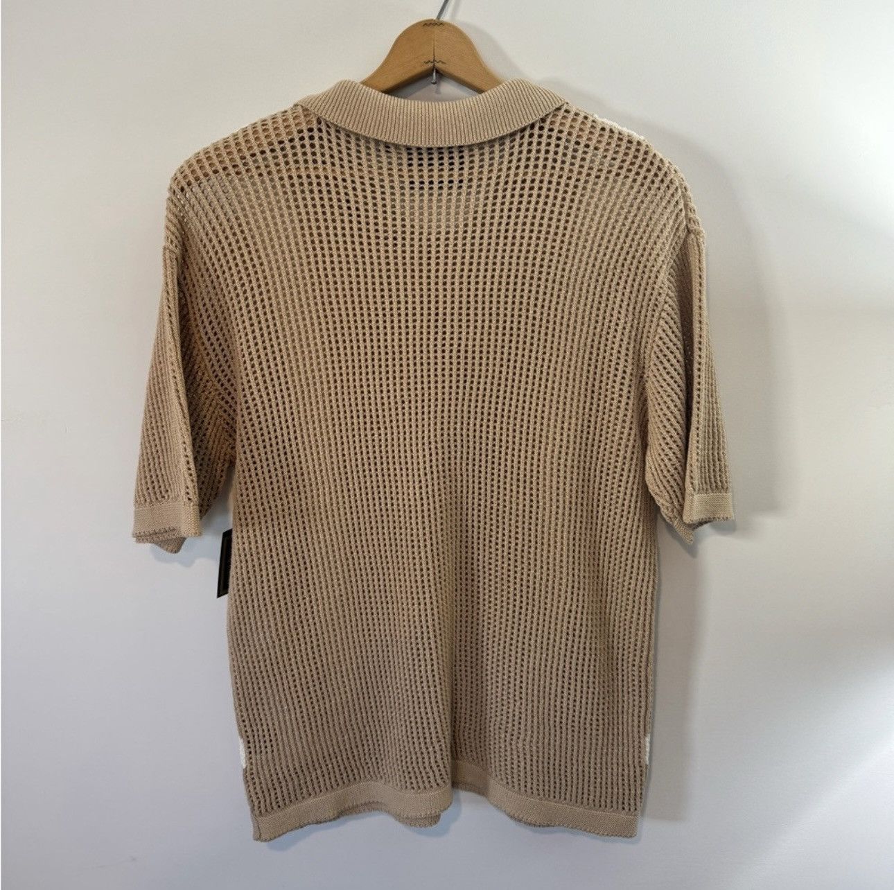 Massive Crochet-Style Knit Button Up Collared Polo Shirt - NWT Size US XL / EU 56 / 4 - 4 Thumbnail