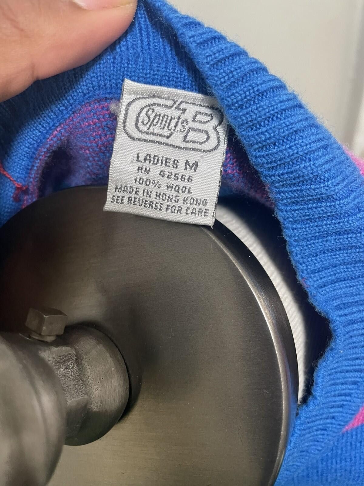CB Sports Vintage CB SPORTS Blue Pink Women’s Sweater 100% Wool Sz M Size M / US 6-8 / IT 42-44 - 2 Thumbnail