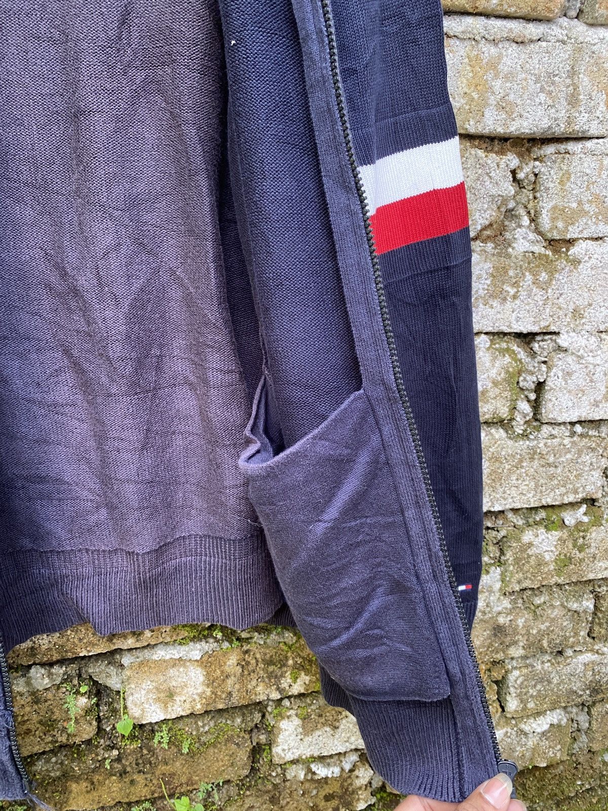 Tommy Hilfiger ✨Stripe✨ Sleeve Baseball Zip Knit Jacket Size US XL / EU 56 / 4 - 6 Thumbnail