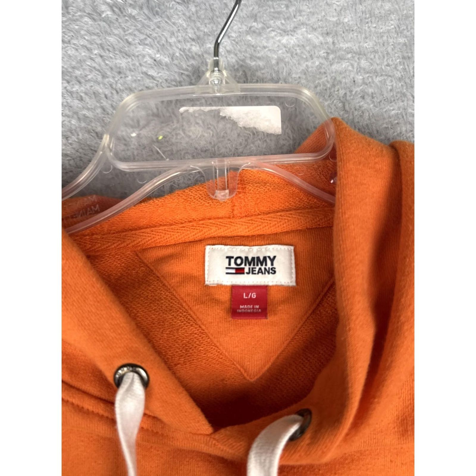 Tommy Hilfiger Tommy Jeans Sweater Hoodie Womens L Orange Logo Hooded Top Size L / US 10 / IT 46 - 7 Thumbnail