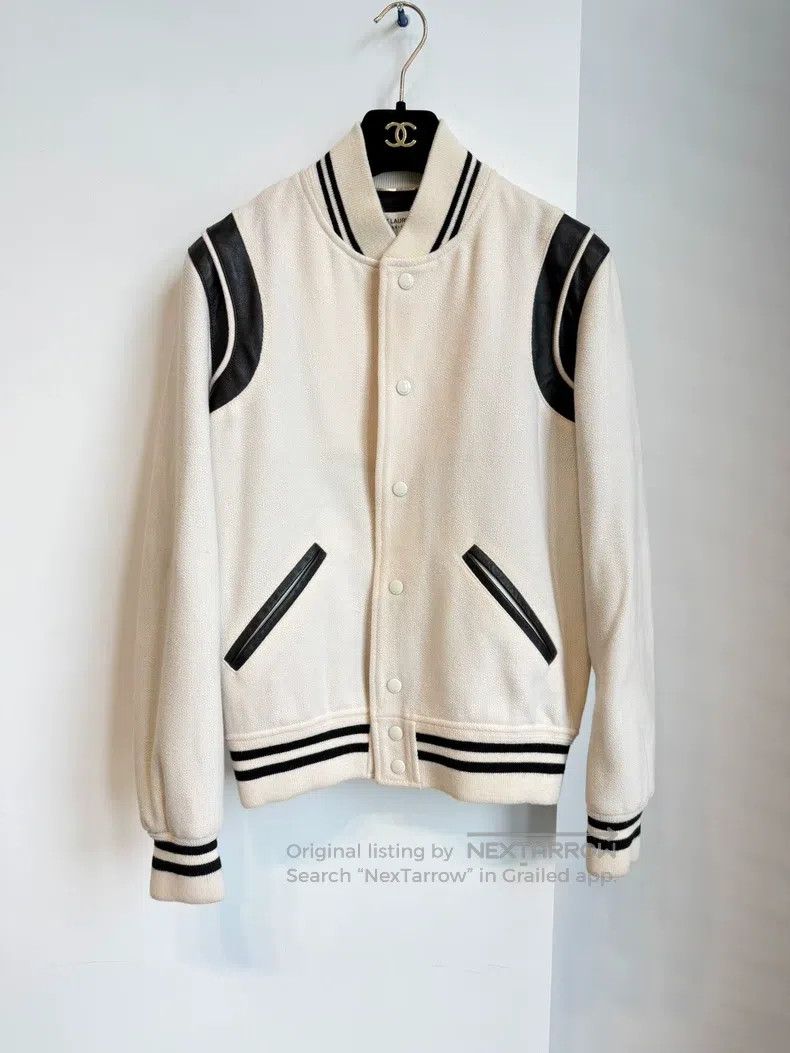 Saint Laurent Paris Saint Laurent Paris White and Black Mixed Leather Wool Bas Size US S / EU 44-46 / 1 - 1 Thumbnail