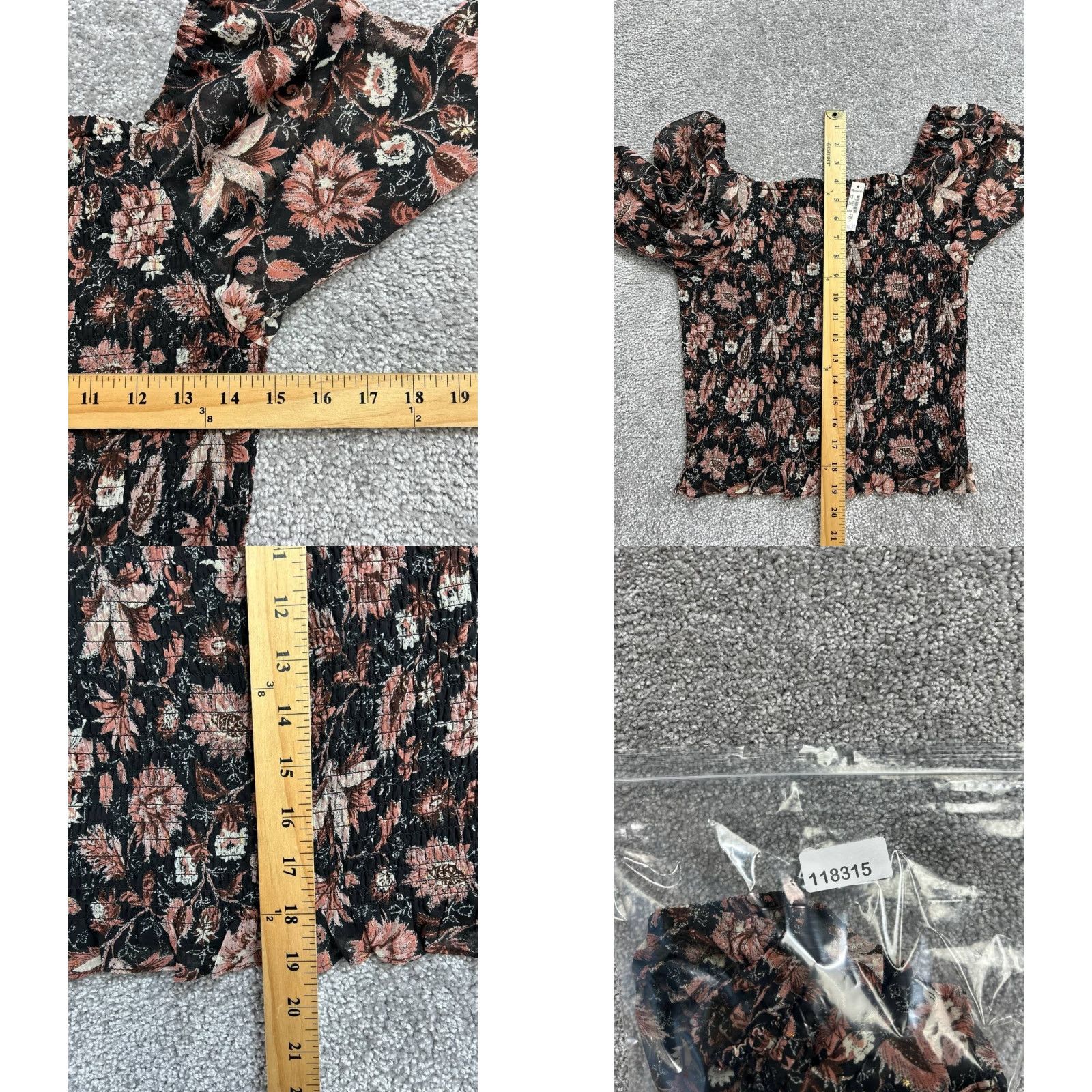 Madewell Madewell Blouse Shirt Cropped Long Sleeve Puff Sleeve Multicolor Floral Checkered Cropped Top Women L Size L / US 10 / IT 46 - 8 Thumbnail
