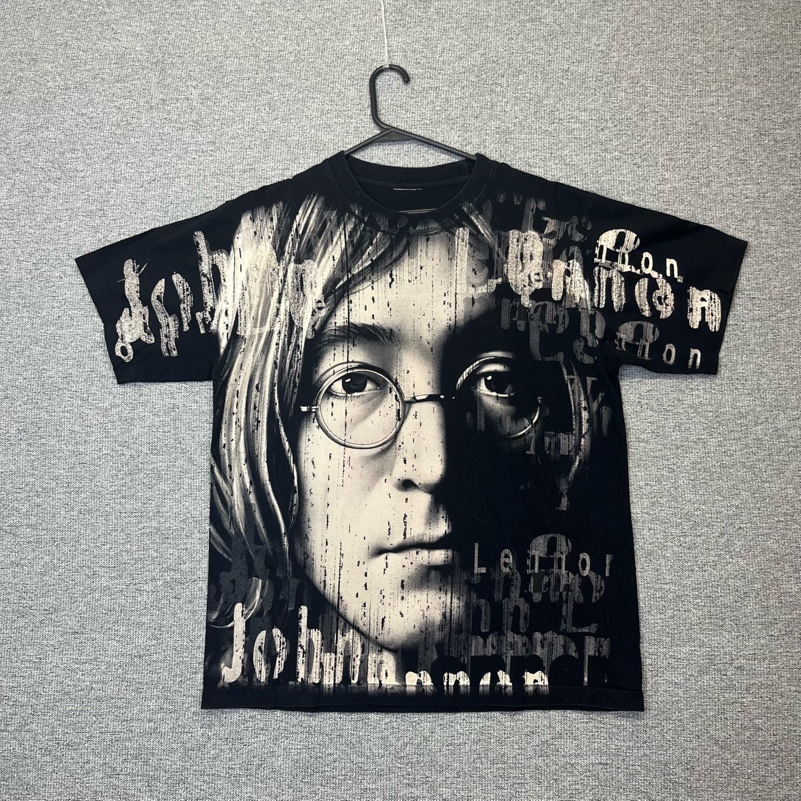 image of Band Tees 90's John Lennon Aop Band Rap Tee Face in Grey, Men's (Size Large)