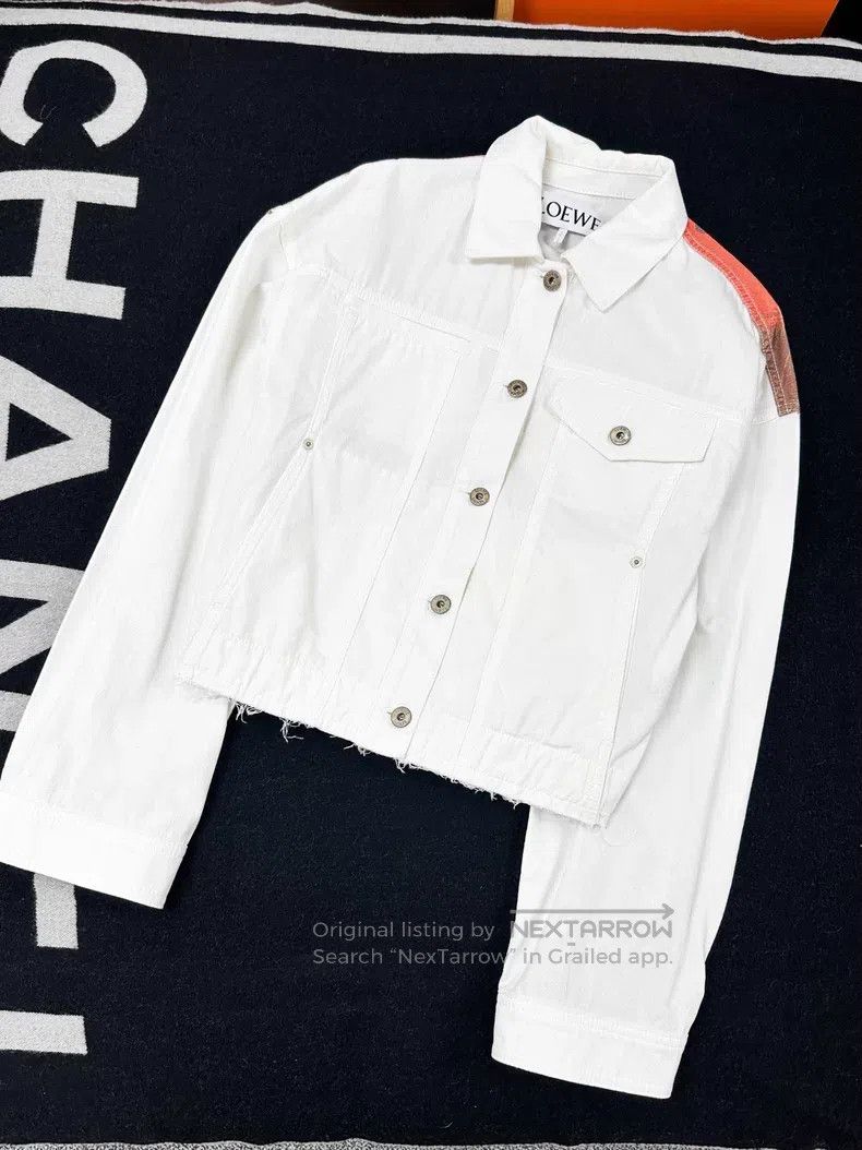 Loewe Loewe White Denim Jacket with Colorful Back Pattern Size XS / US 0-2 / IT 36-38 - 1 Thumbnail