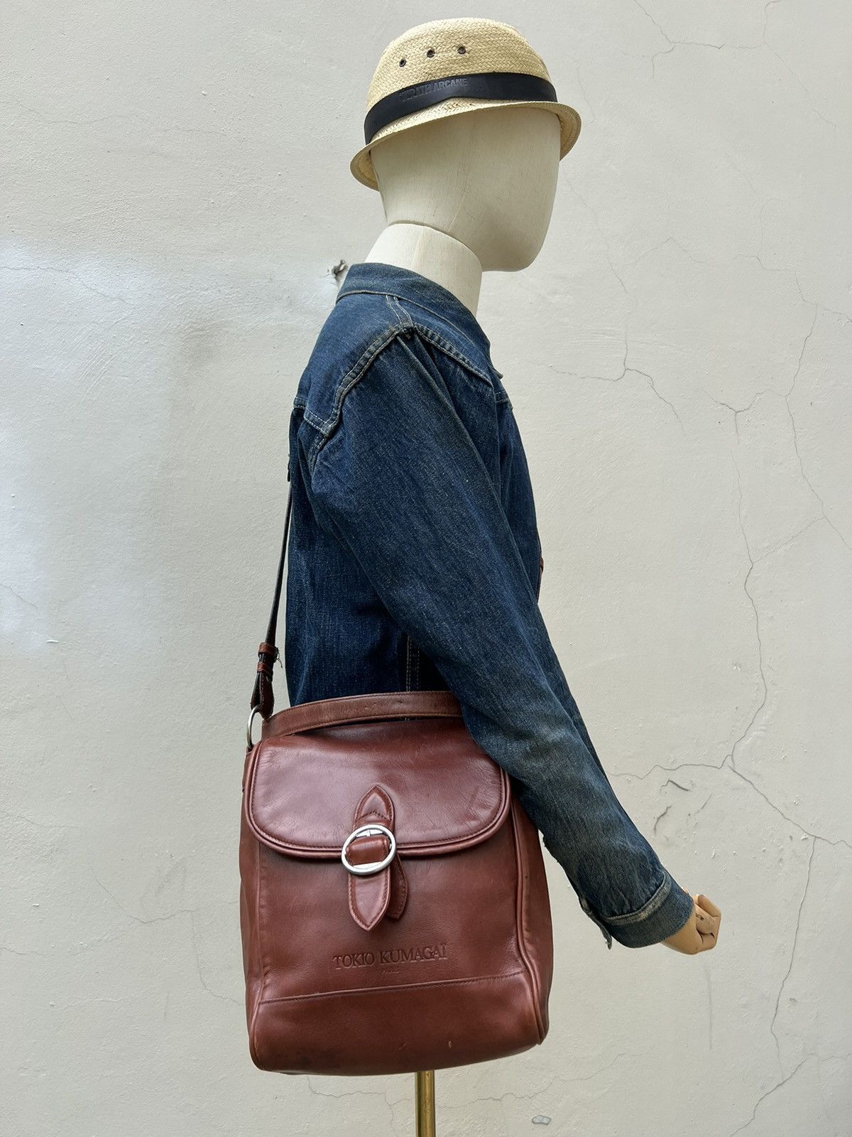 Tokio Kumagai Vintage 90s Tokio Kumagai Paris Patina Leather 2 Way Bag Size ONE SIZE - 2 Thumbnail