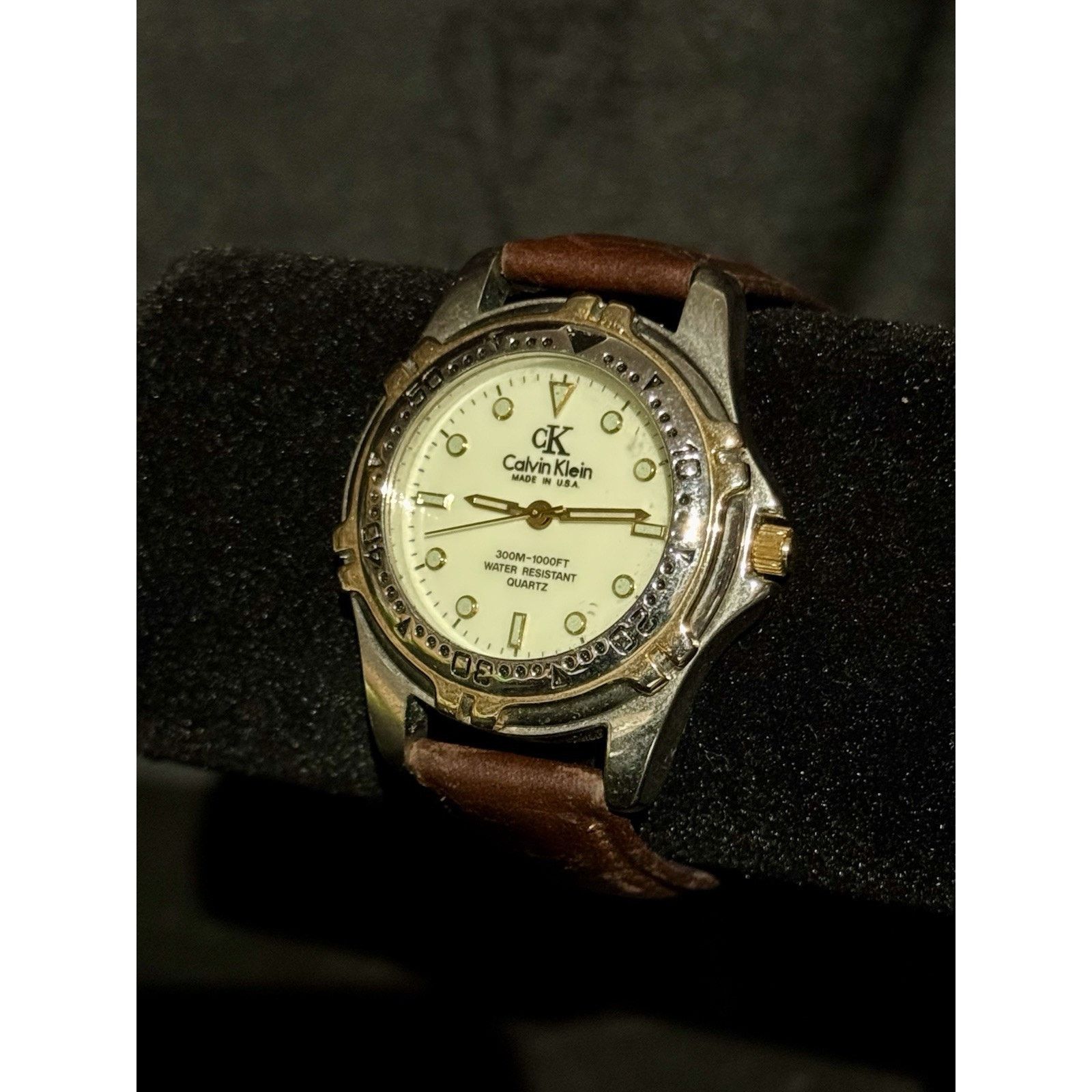 Calvin Klein Calvin Klein Quartz Gold Silver Tone Watch USA Leather Band Size ONE SIZE - 1 Thumbnail