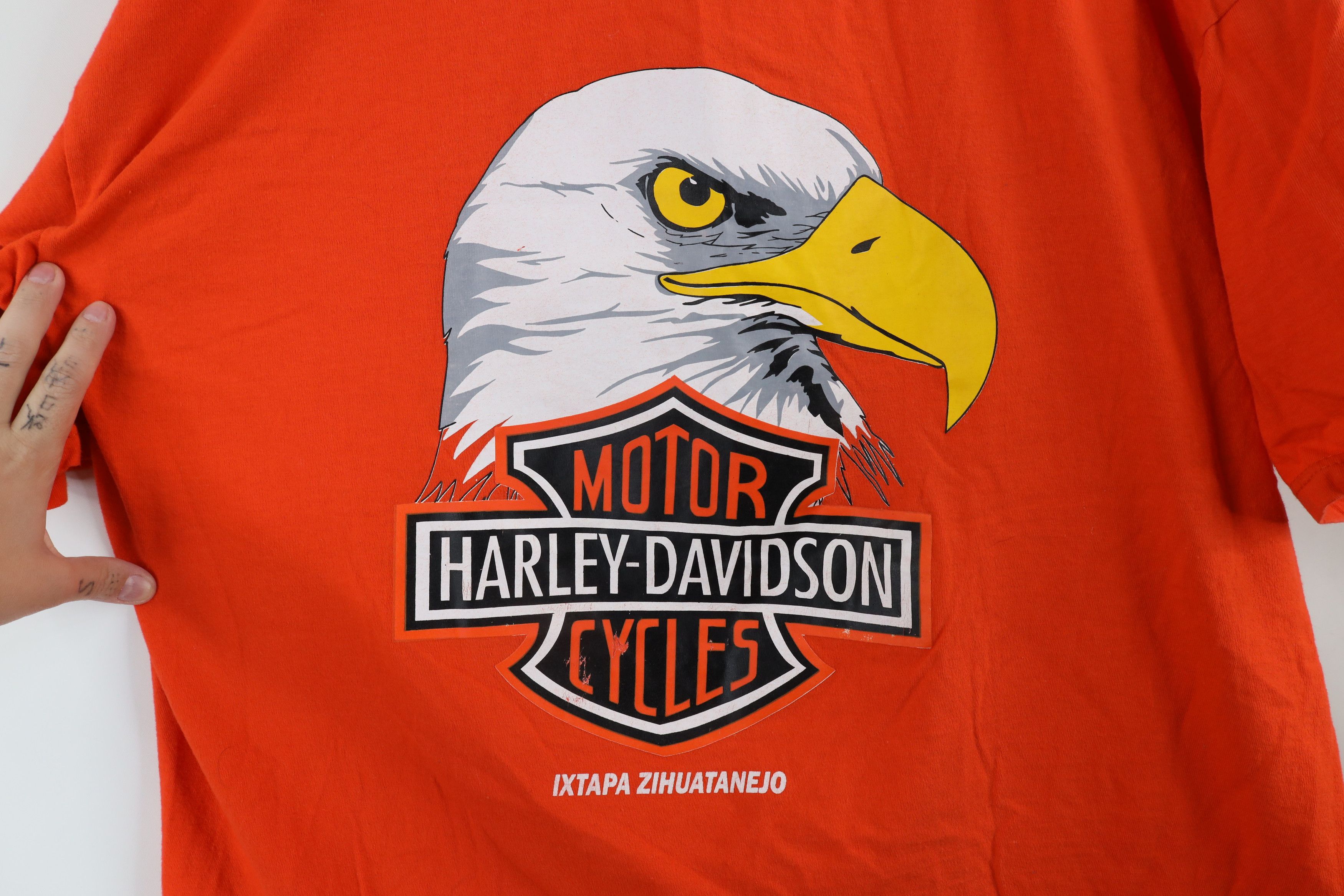Harley Davidson × Vintage Vintage 90s Harley Davidson Spell Out Eagle Mexico T-Shirt Size US XL / EU 56 / 4 - 4 Thumbnail