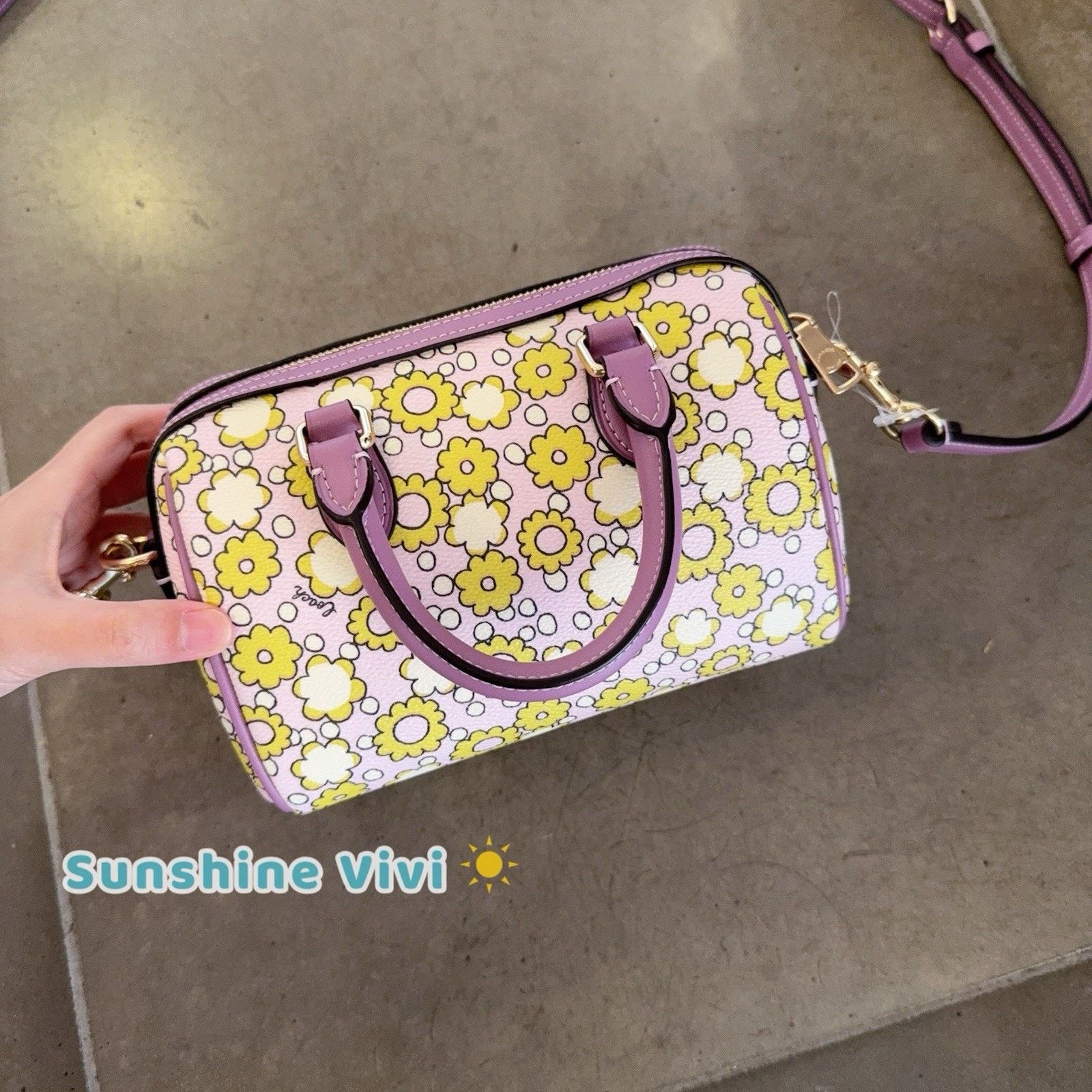 Coach NWT COACH CBM69 Mini Rowan Crossbody Bag Floral Print Lilac Size ONE SIZE - 4 Thumbnail
