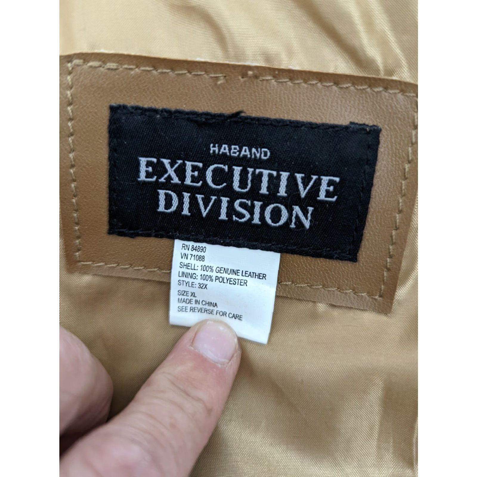 Haband VINTAGE Haband Leather Jacket Beige Patchwork Coat Tan Geometric 90s Bomber Jacket Men's XL Size US XL / EU 56 / 4 - 3 Thumbnail