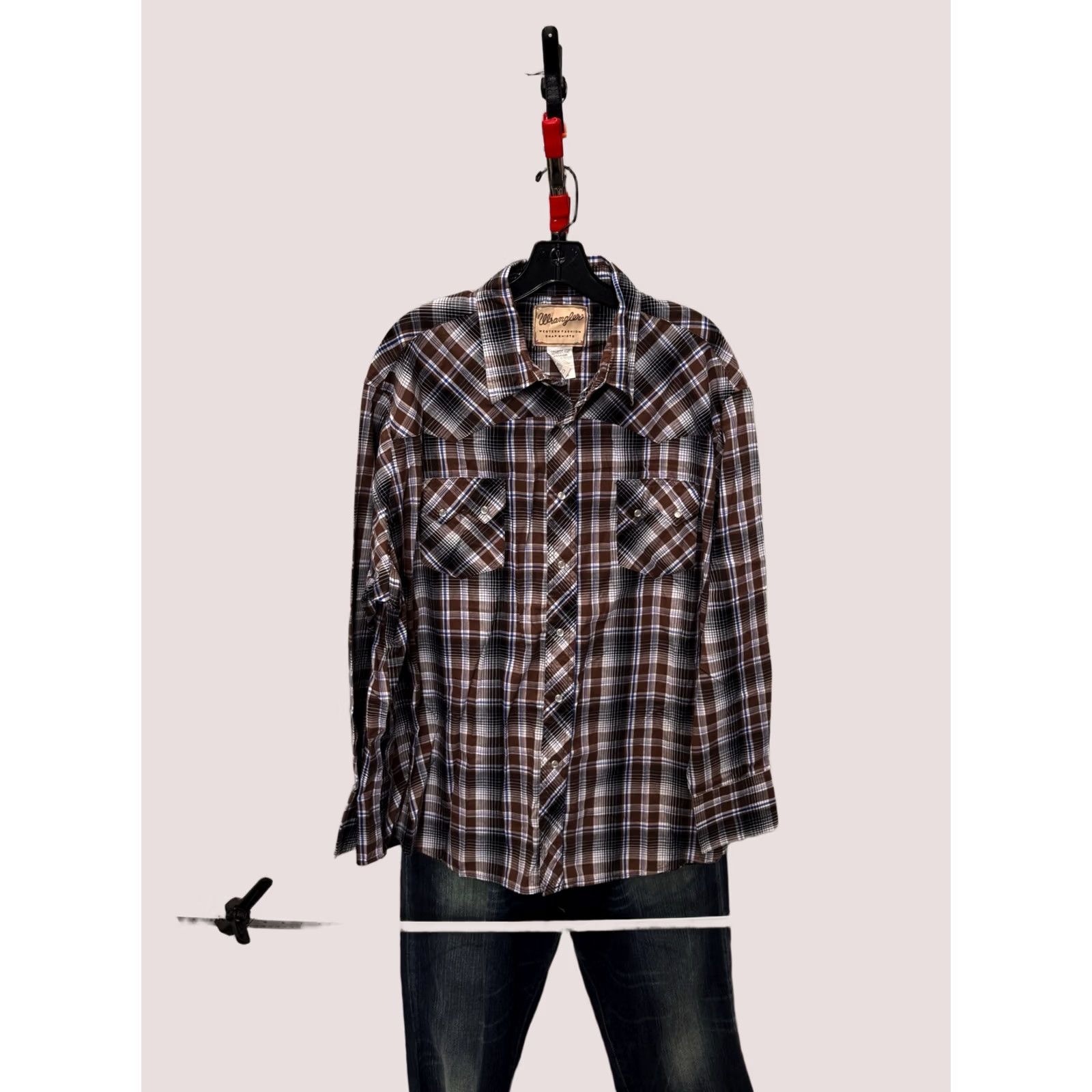 Wrangler Wrangler Western Brown Blue Plaid LONG SLEEVE SHIRT 2XL XXL Mens Size US XXL / EU 58 / 5 - 1 Thumbnail